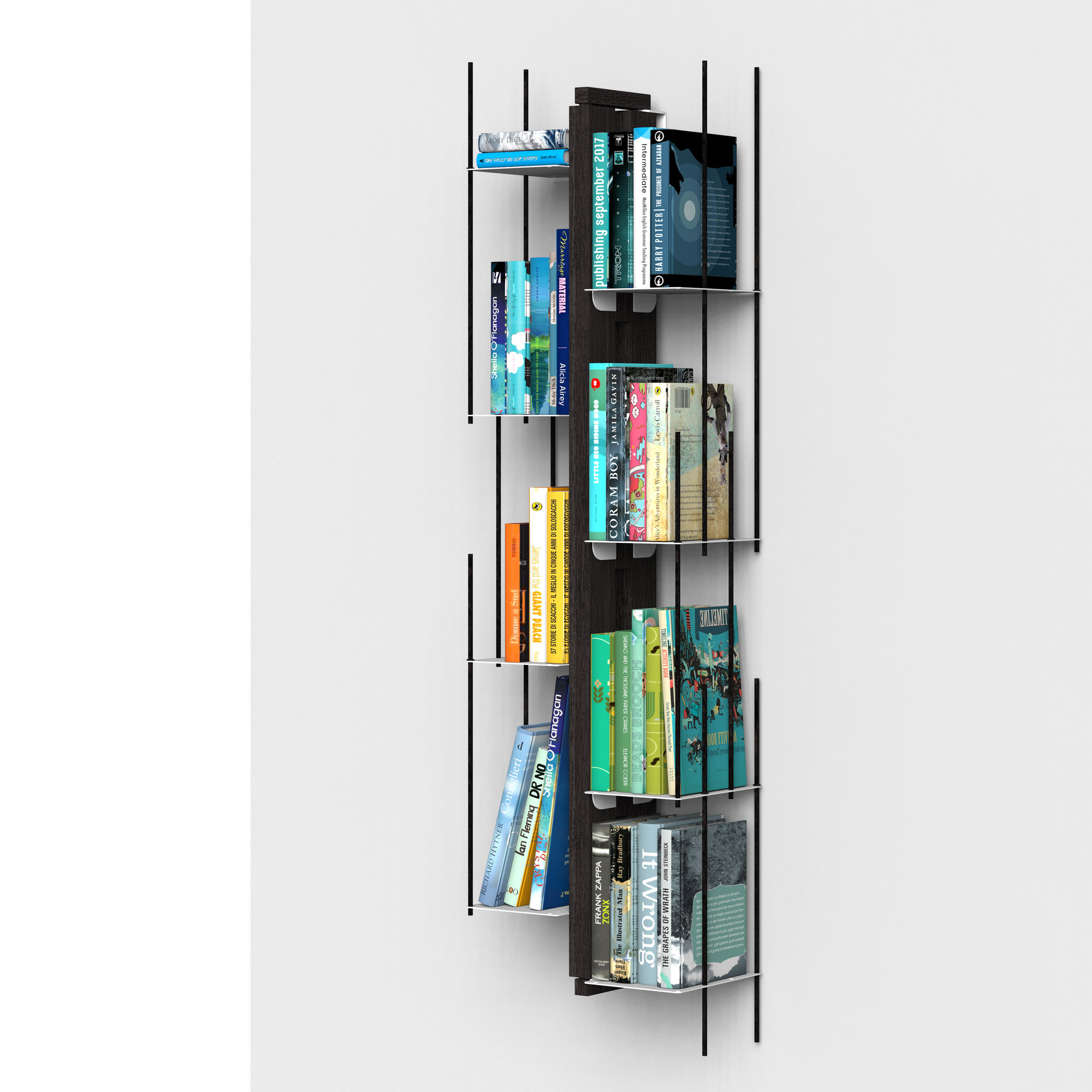 Zia Veronica libreria sospesa h105 in faggio tinto nero Le zie di Milano vista2