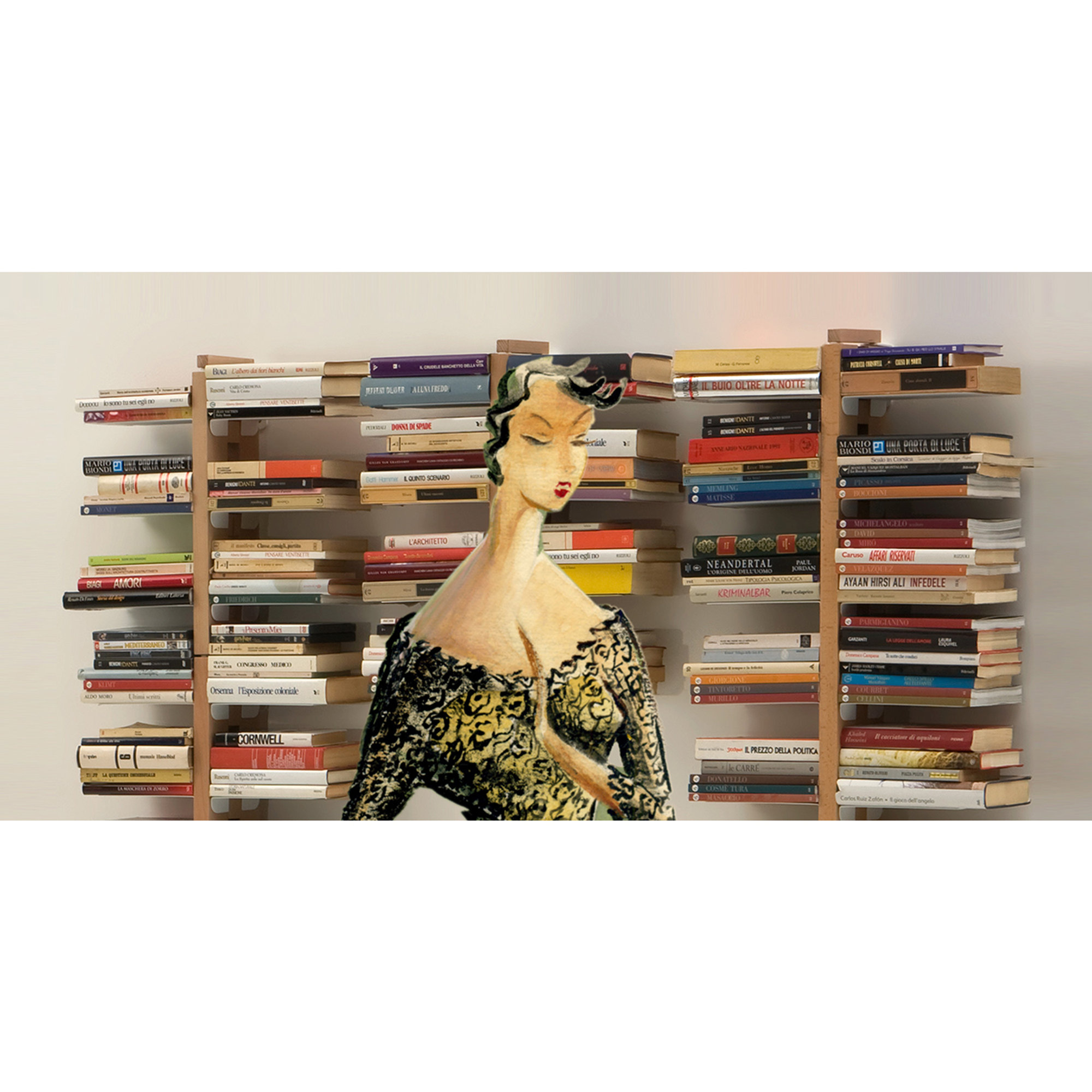 Zia Bice libreria a colonna h105 in faggio naturale Le zie di Milano vista6