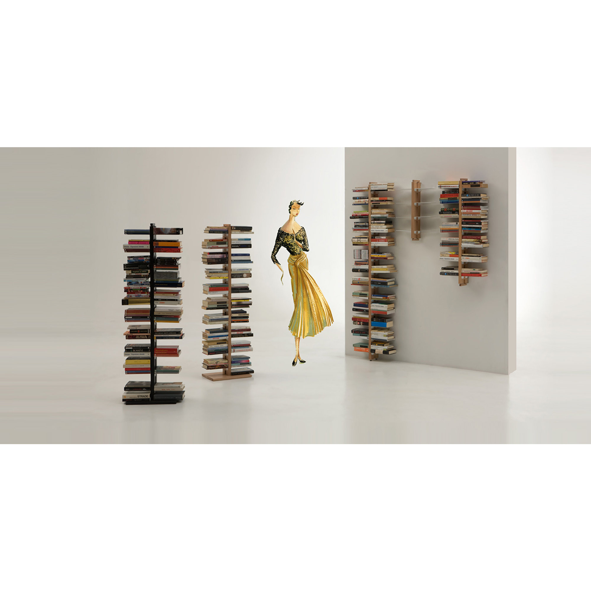 Zia Bice libreria sospesa h60 in faggio tinto nero Le zie di Milano vista2