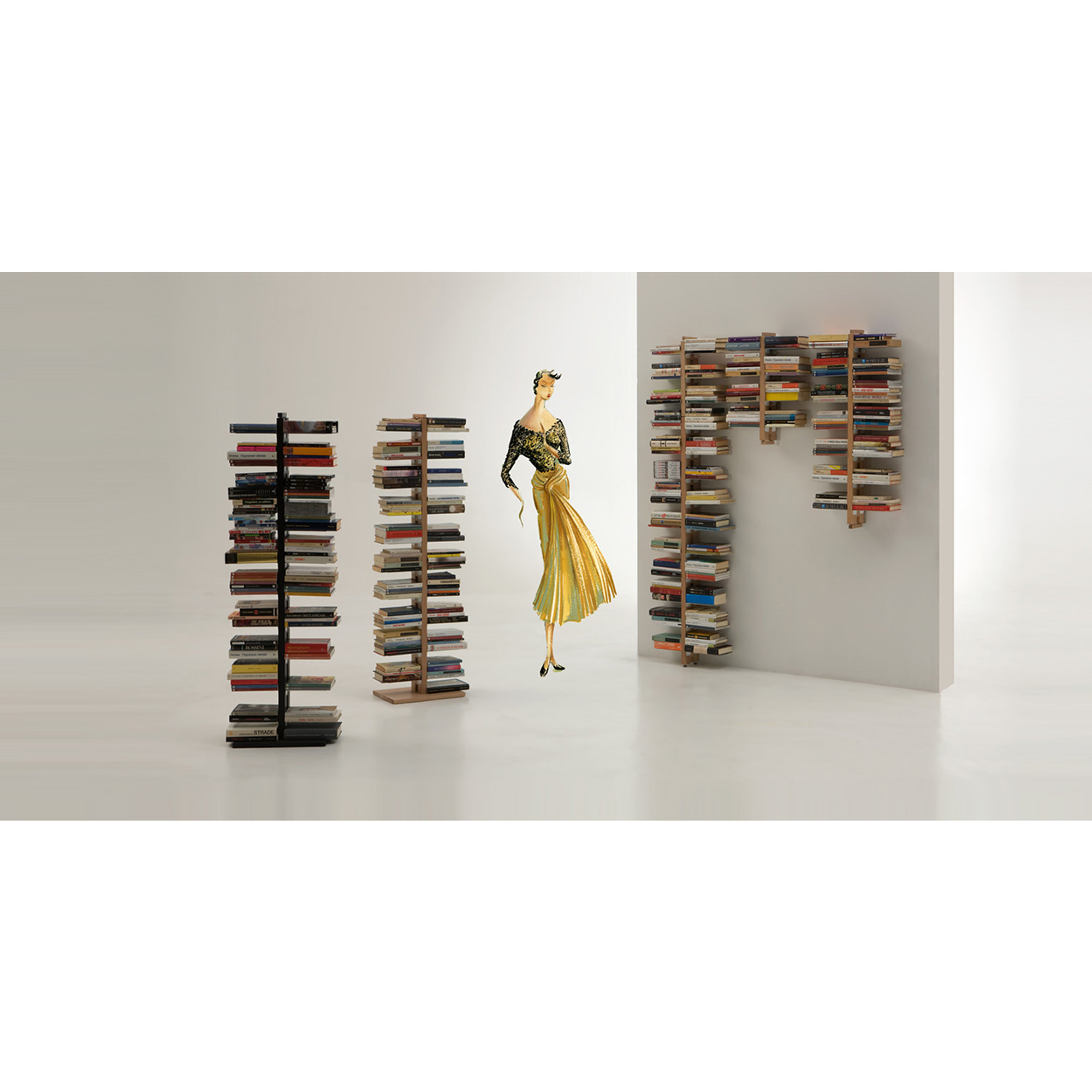Zia Bice libreria sospesa h60 in faggio tinto nero Le zie di Milano vista3