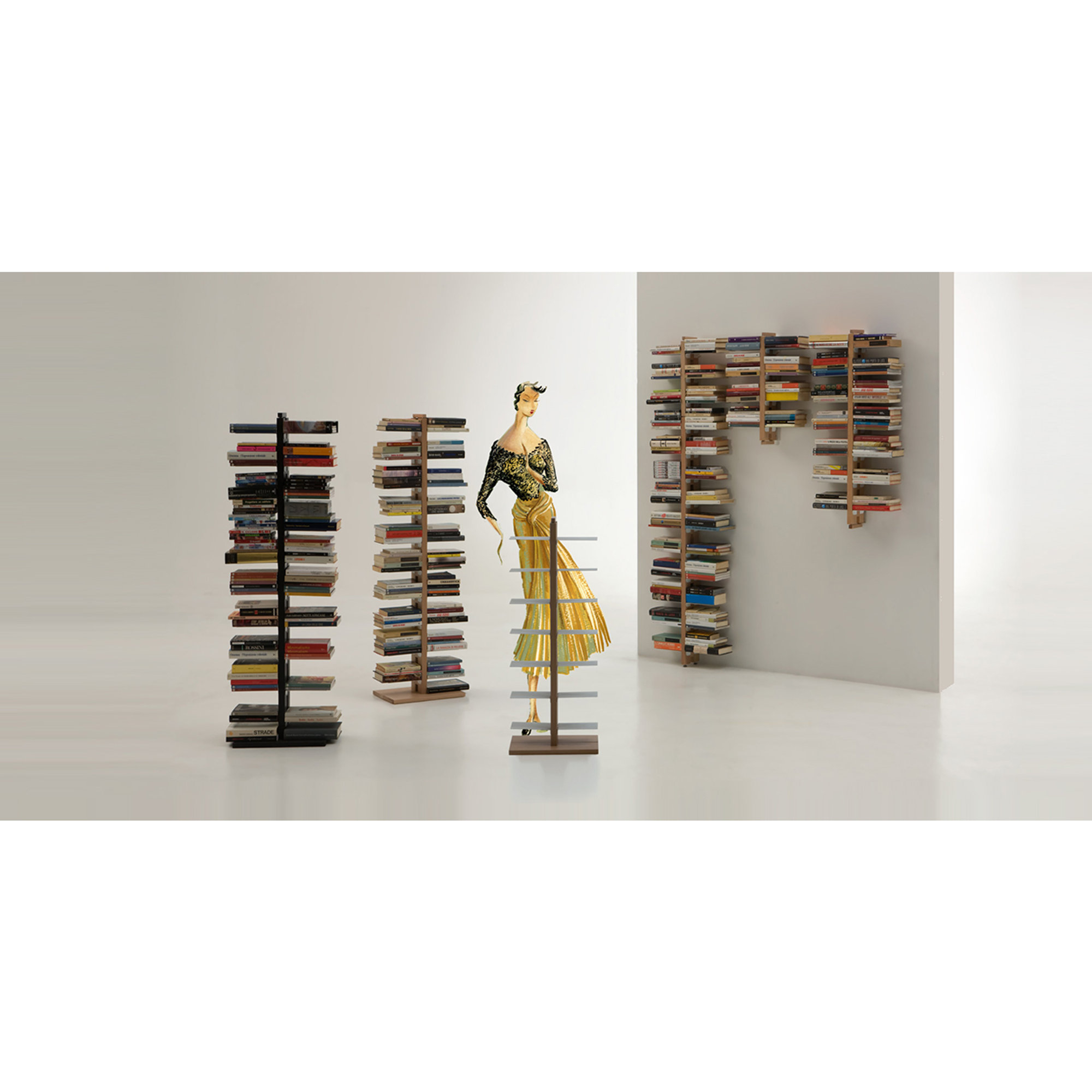 Zia Bice libreria sospesa h60 in faggio tinto nero Le zie di Milano vista4