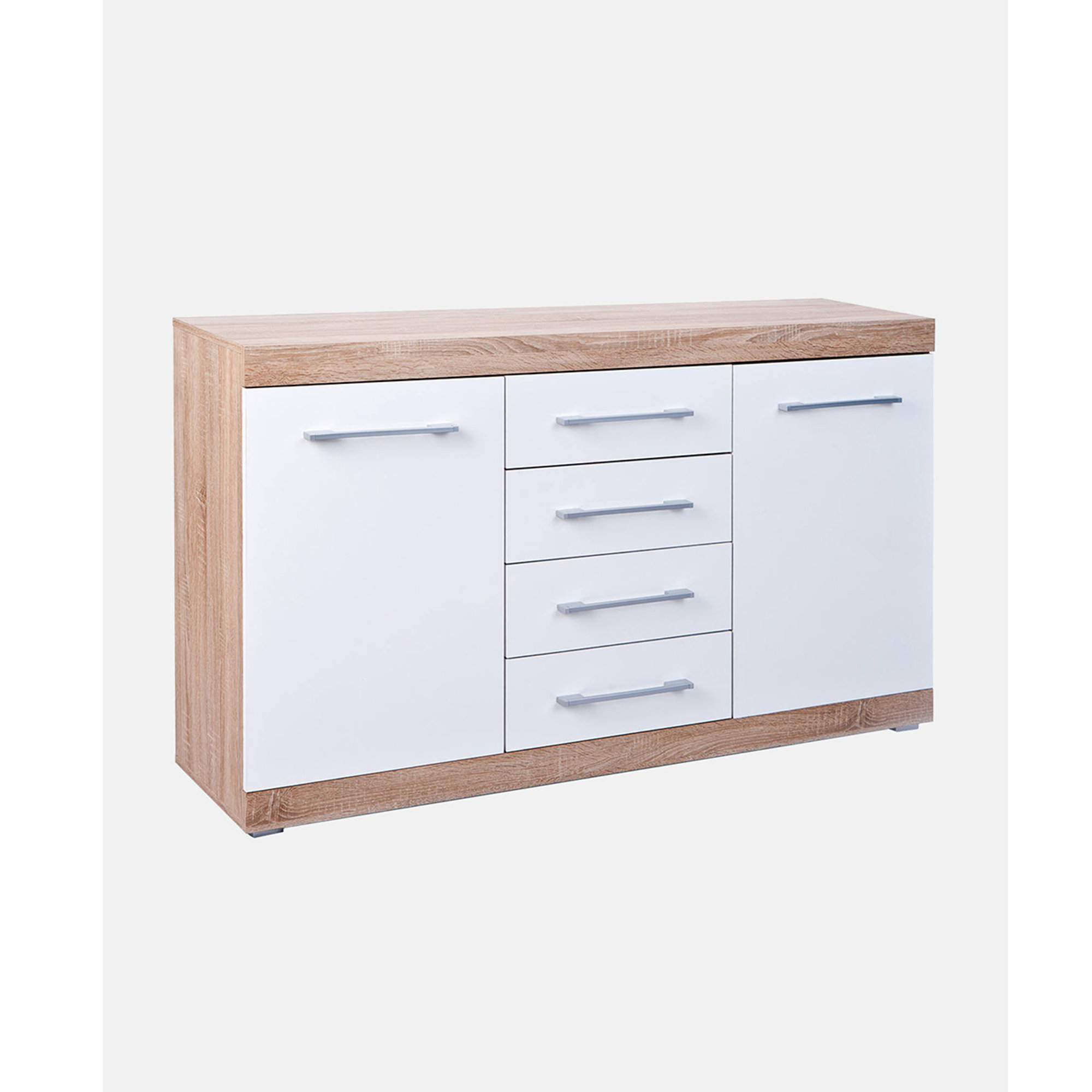 Buffet 2 ante 4 cassetti in laminato finitura rovere e bianco laccato Saldi invernali vista1