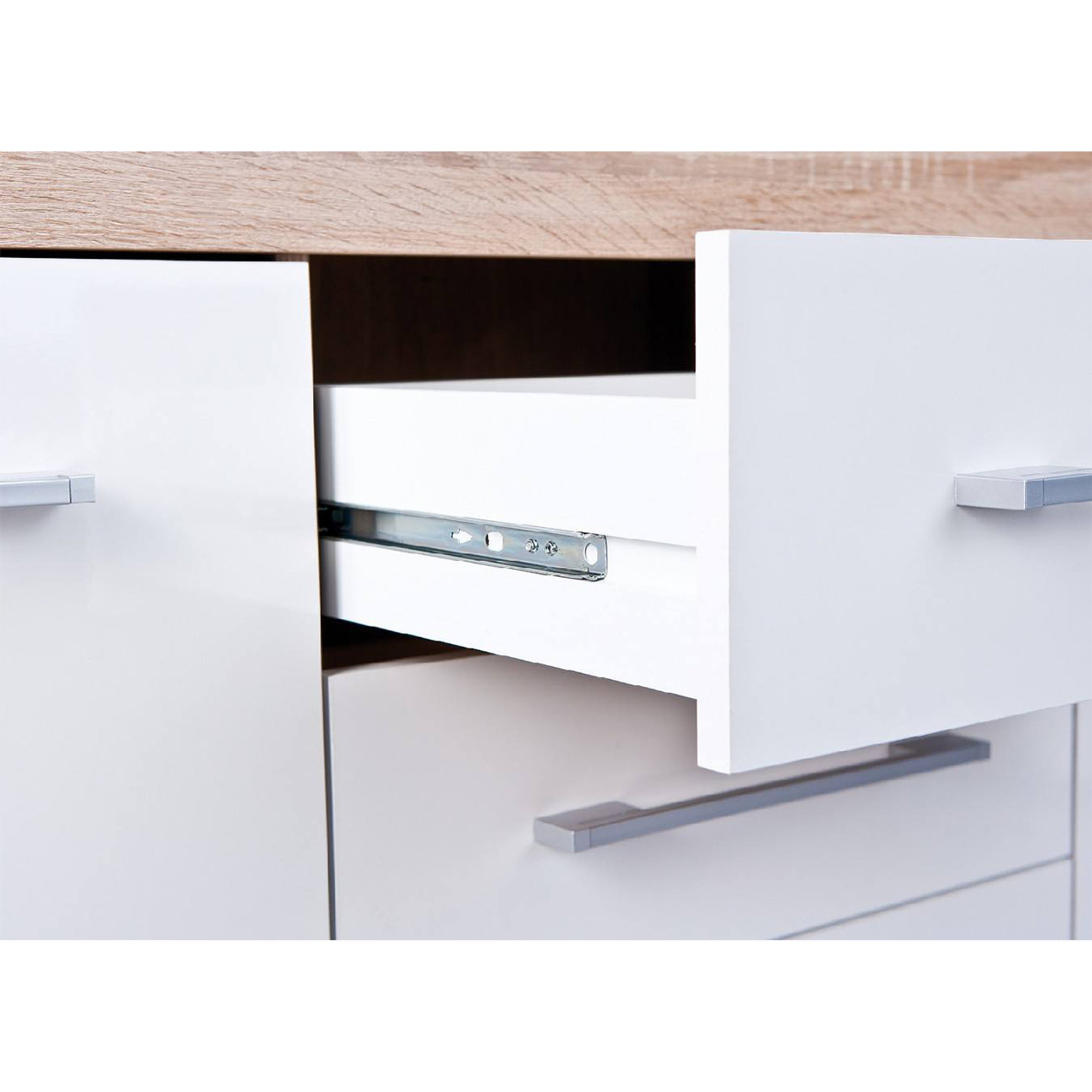 Buffet 2 ante 4 cassetti in laminato finitura rovere e bianco laccato Saldi invernali vista5