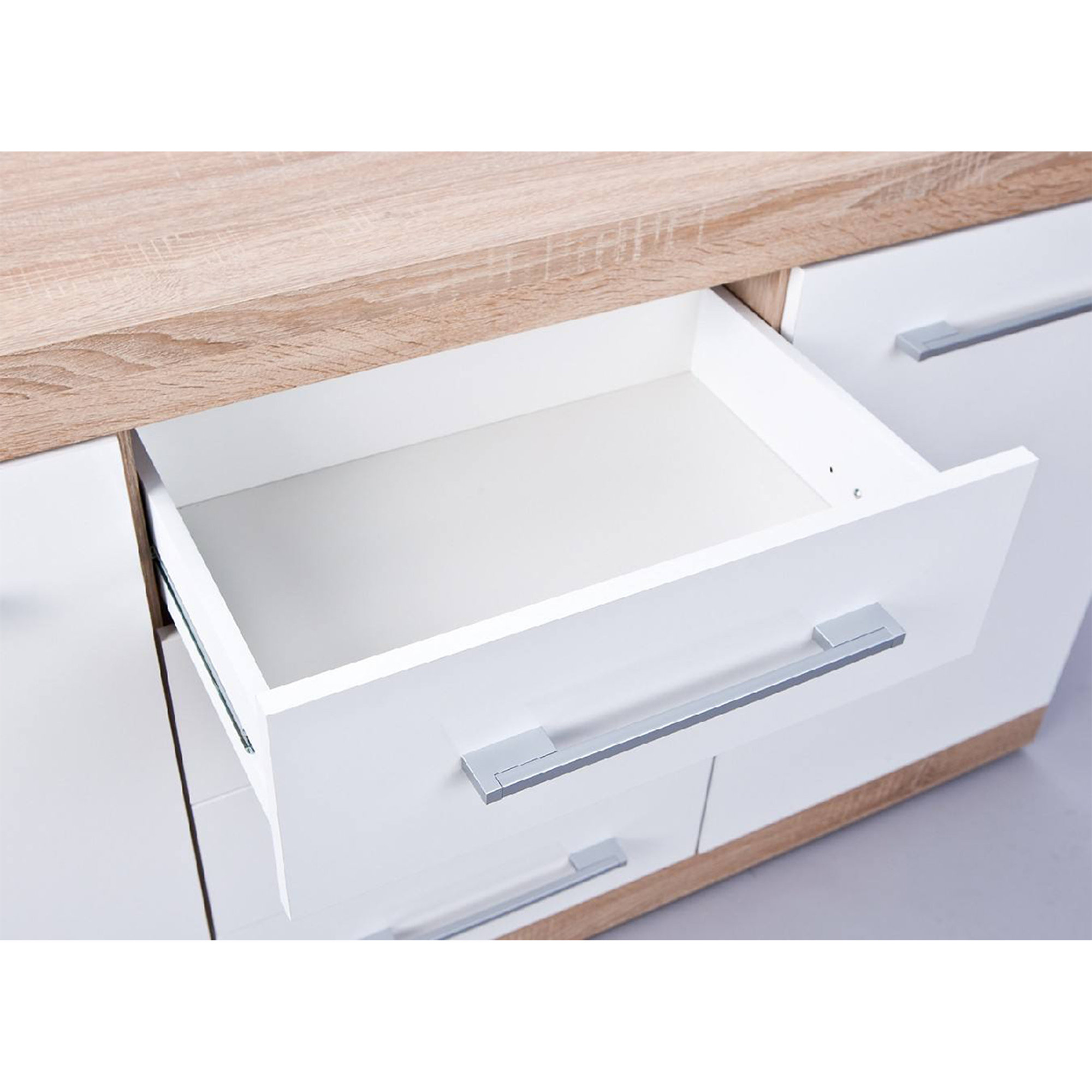Buffet 2 ante 4 cassetti in laminato finitura rovere e bianco laccato Saldi invernali vista7