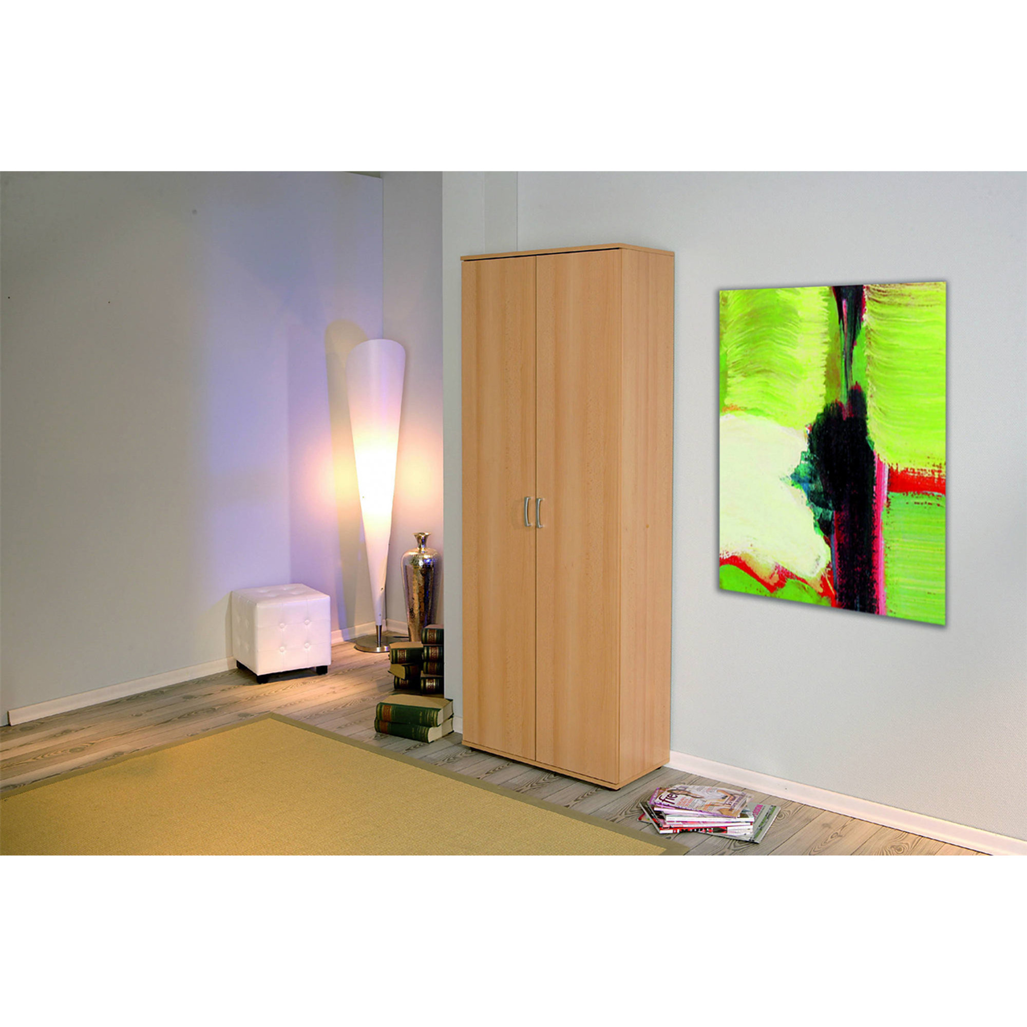 Armadio a due ante con ripiani in laminato, Misure 70 x 189 x 34 cm Saldi invernali vista3