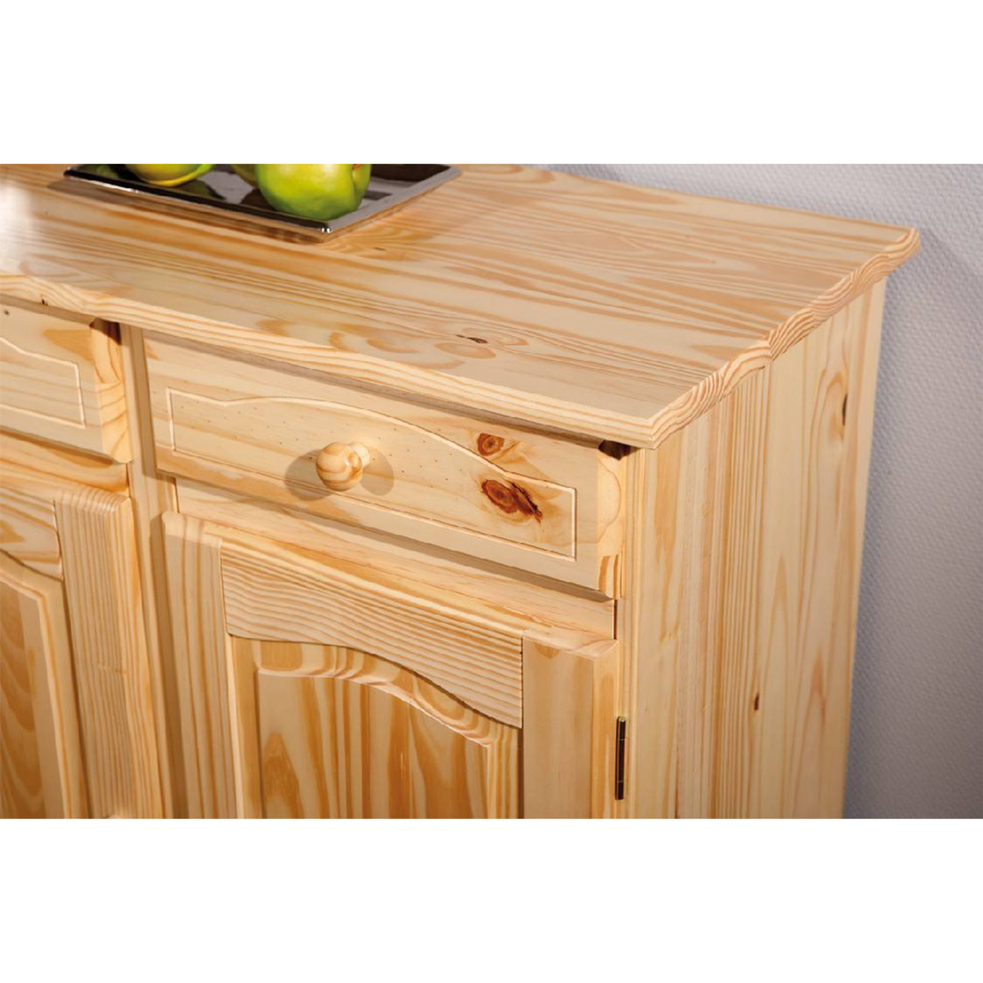 Credenza a tre ante e tre cassetti, colore marrone, cm 130 x 87 x 43. Saldi invernali vista6
