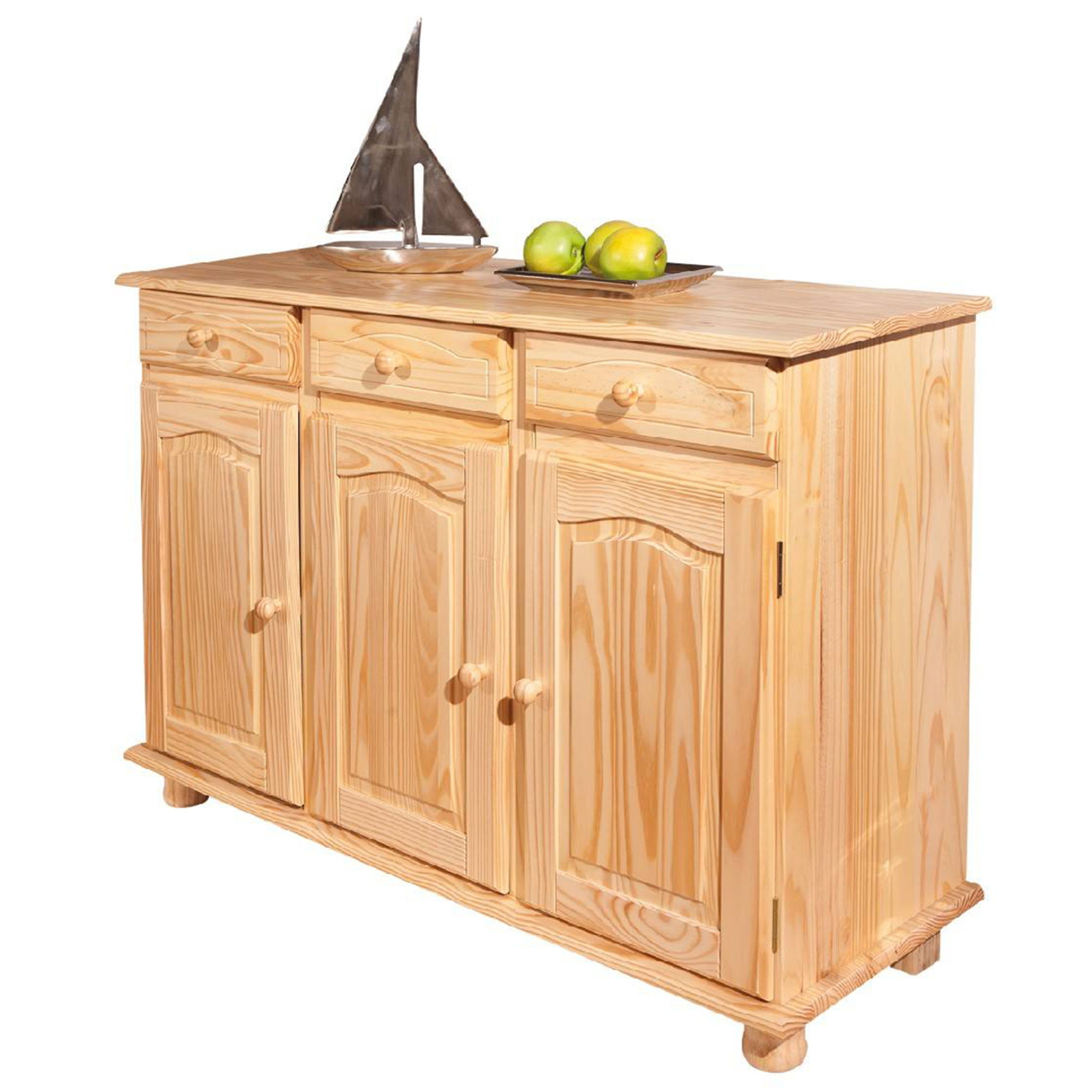 Credenza a tre ante e tre cassetti, colore marrone, cm 130 x 87 x 43. Saldi invernali vista8
