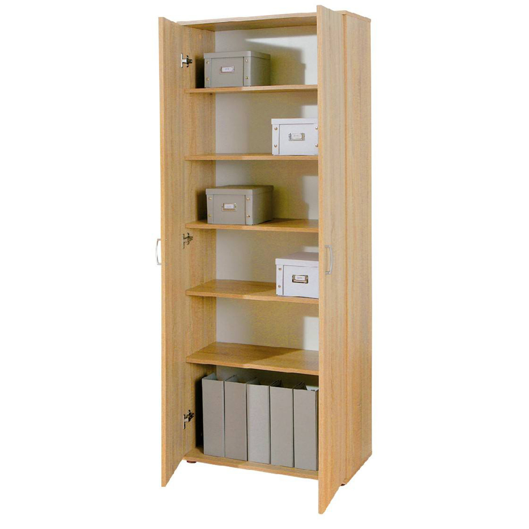 Armadio 2 camoscio c/ripiani in laminato finitura rovere Saldi invernali vista1
