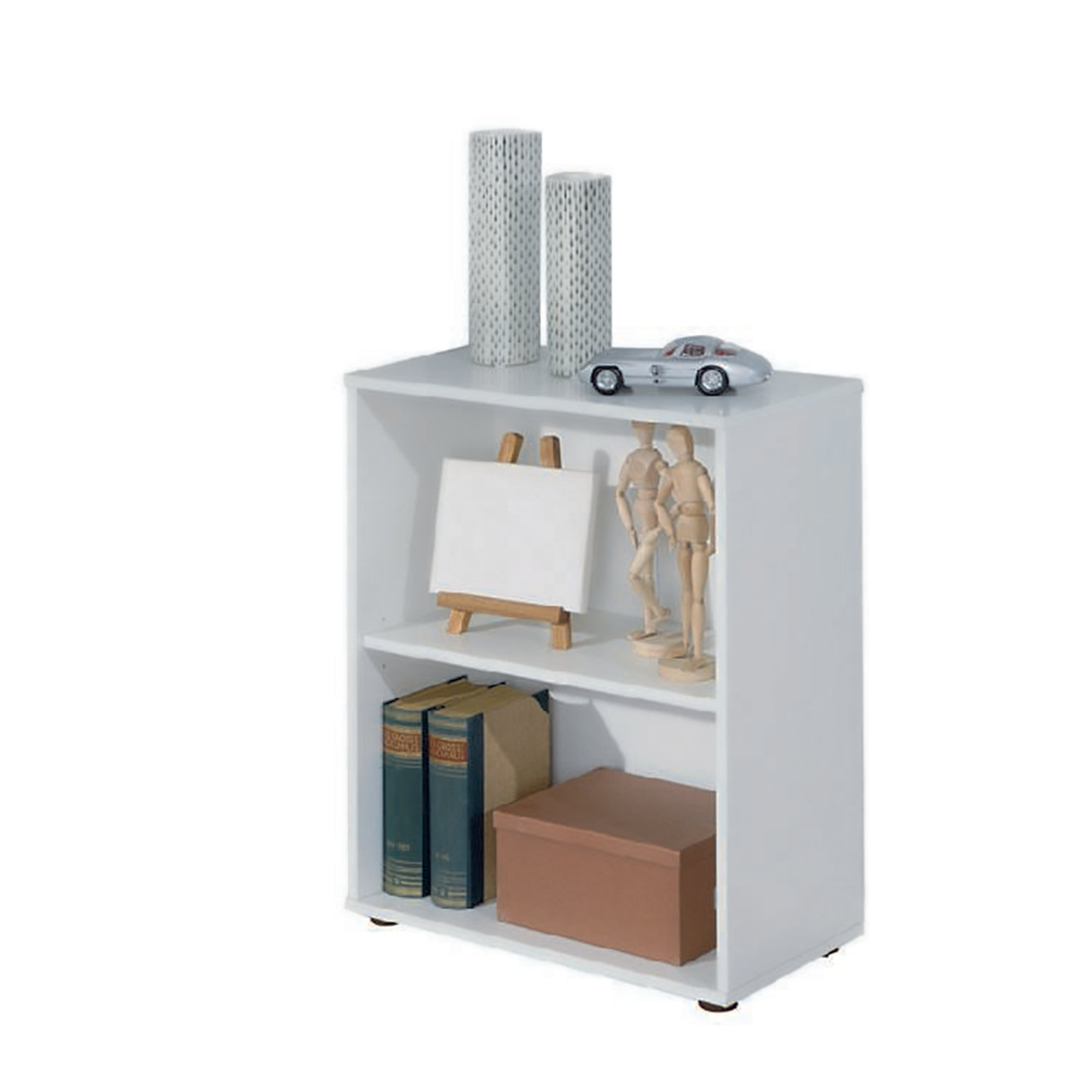 Libreria 2 livelli in laminato bianco Saldi invernali vista1