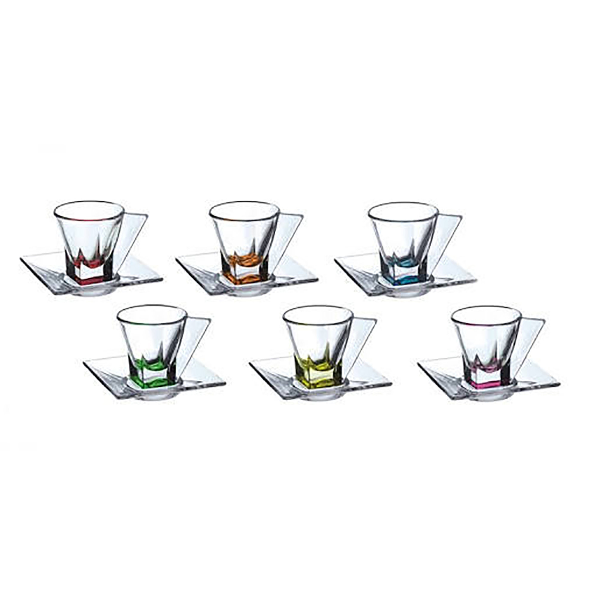 Set di sei tazzine multicolor da caffè con piattino di cristallo luxion Saldi invernali vista0