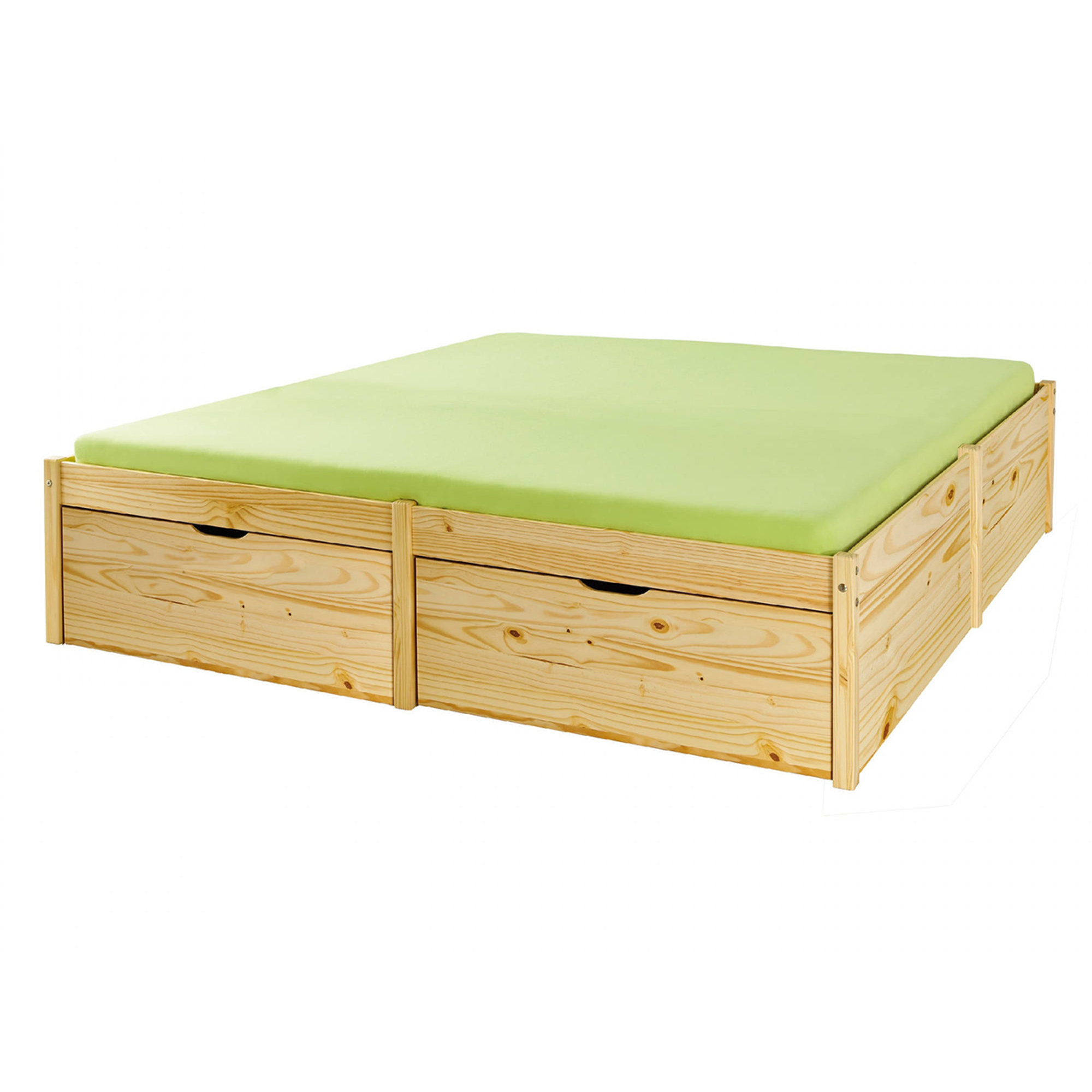 Letto in pino verniciato naturale con 2 contenitori estraibili su due ruote Saldi invernali vista0