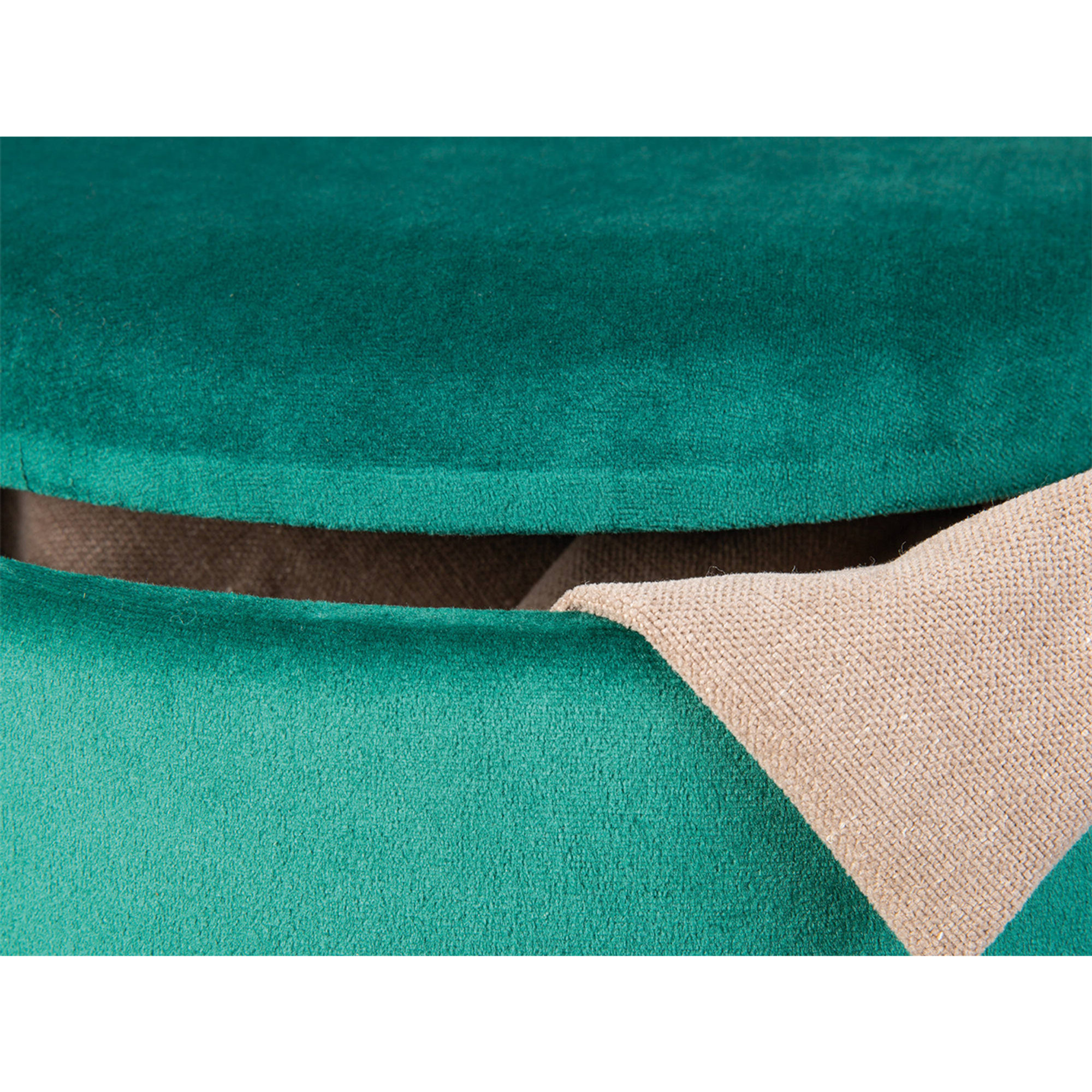 Pouf secchiello contenitore in velluto e maniglia in ecopelle, colore verde, cm 35x35x45 Saldi invernali vista4