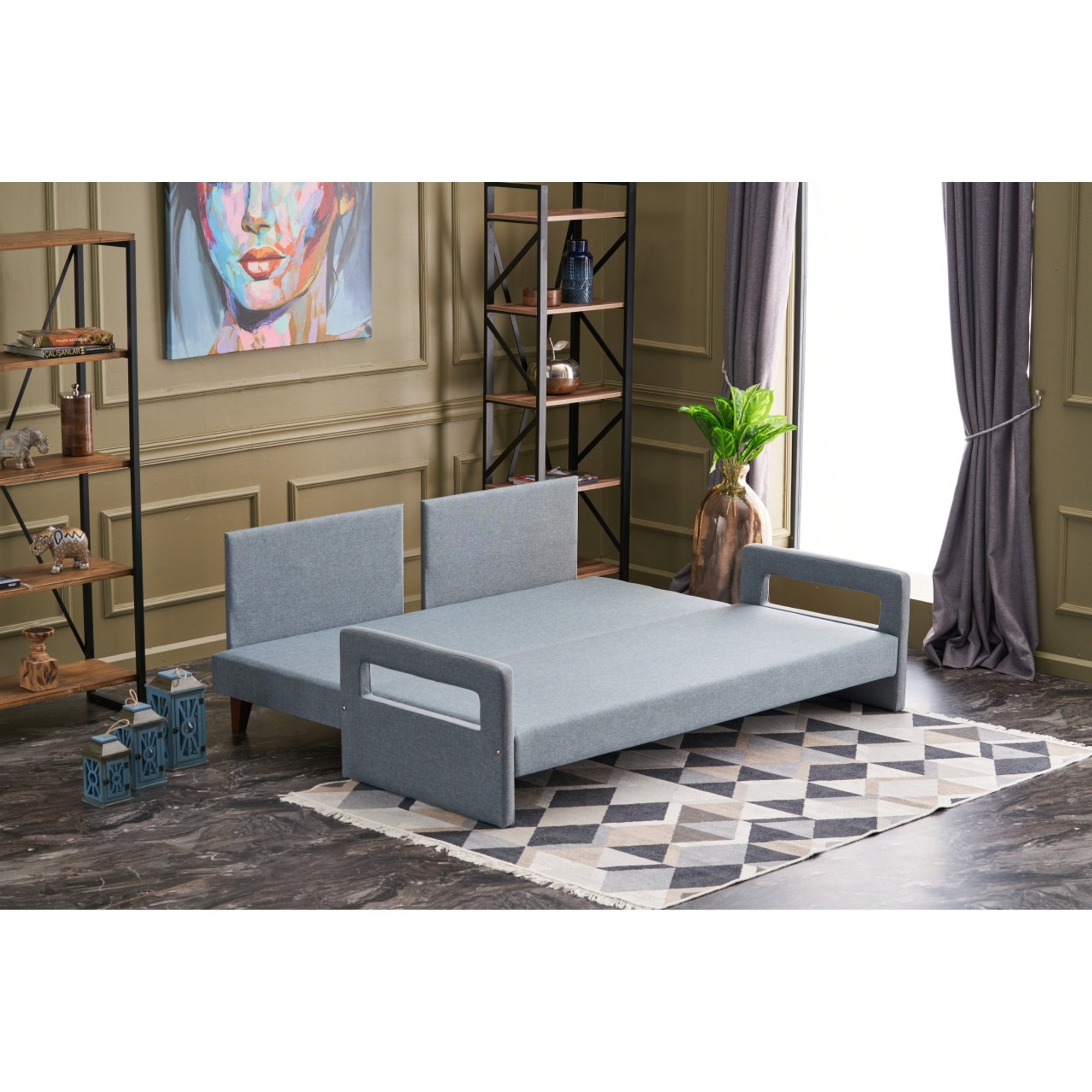 Comfort - Divano letto 3 posti blu Atelier del sofa vista3