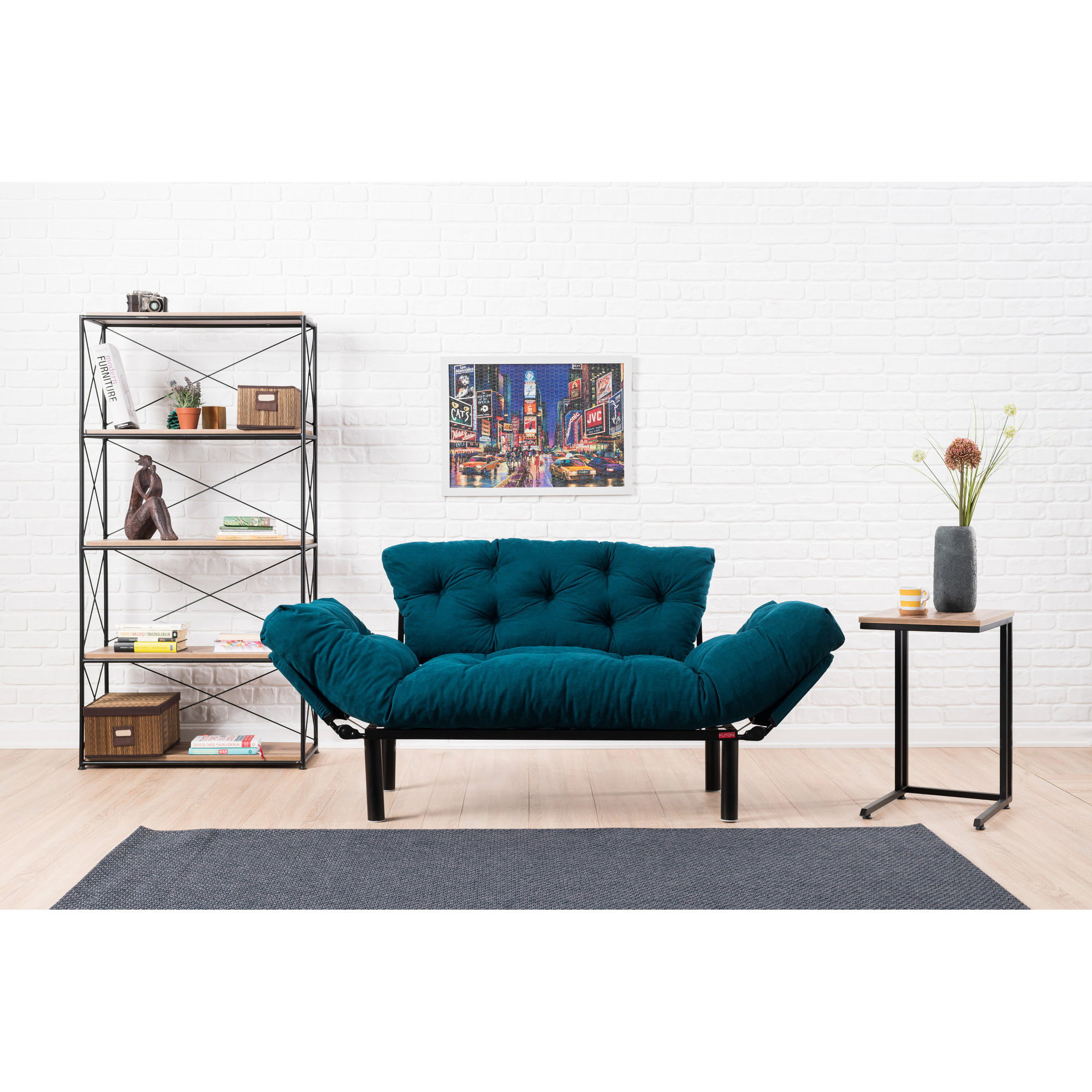 Nitta - Divano letto 2 posti blu petrolio Atelier del sofa vista0