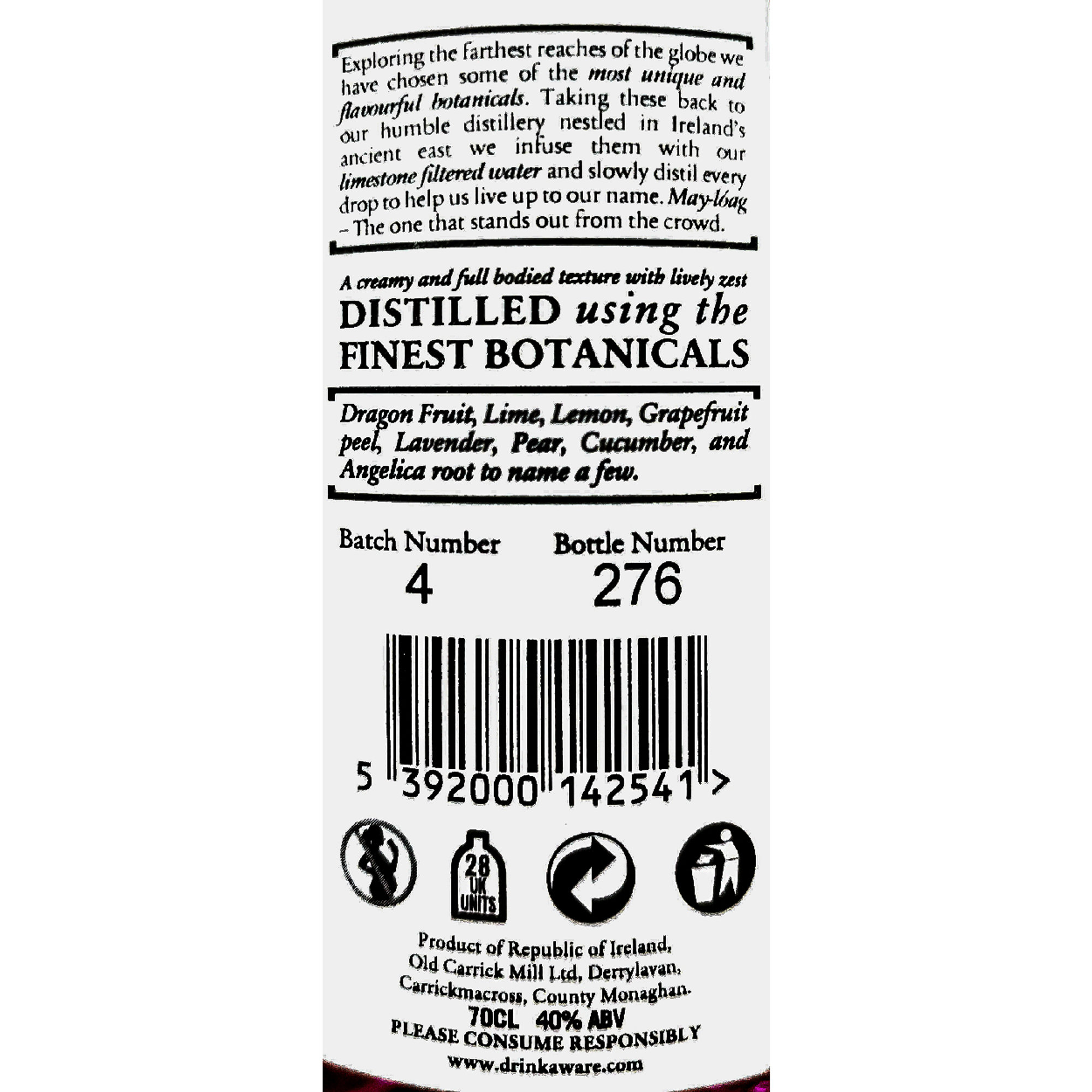 1 bottiglia - May-Loag Dragonfruit Irish Gin Lisboa Wine & Spirits vista2
