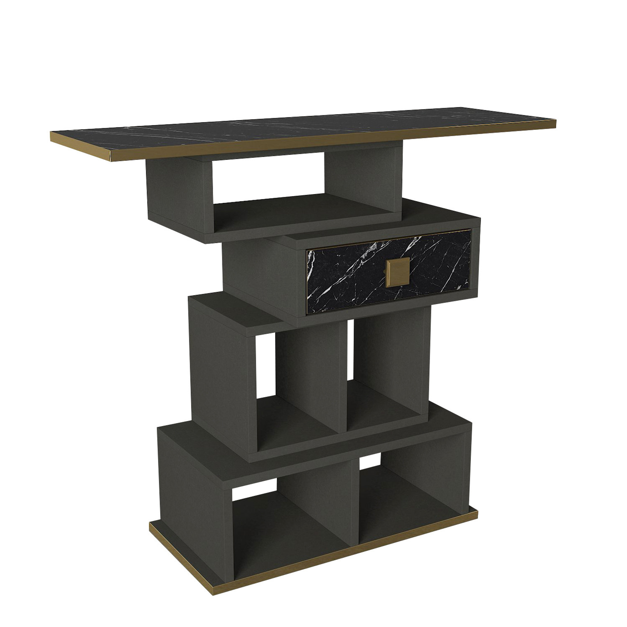 Bertha - Credenza antracite Deco design vista3