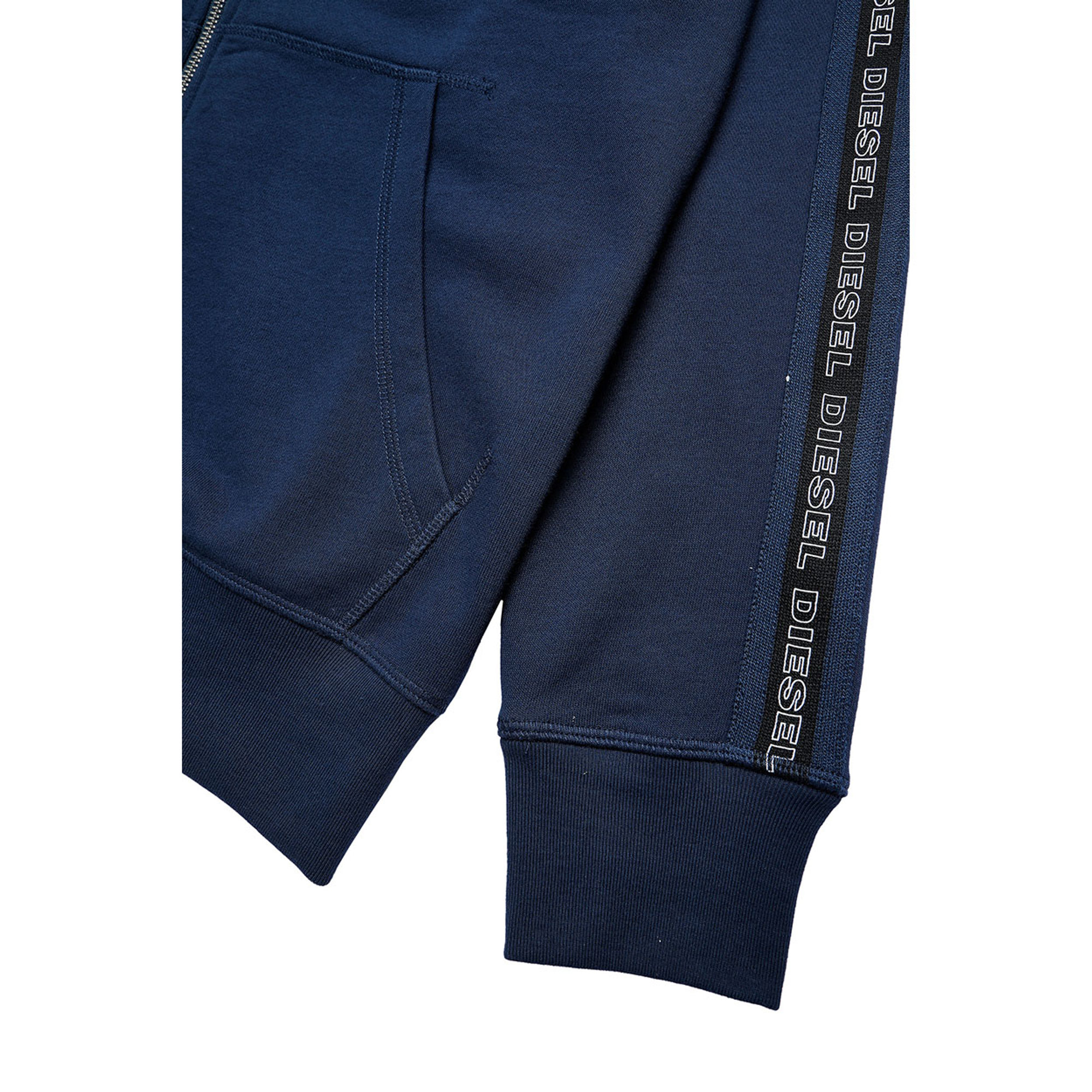 Felpa con cappuccio con fasce a maglia con logo blu Diesel  vista3