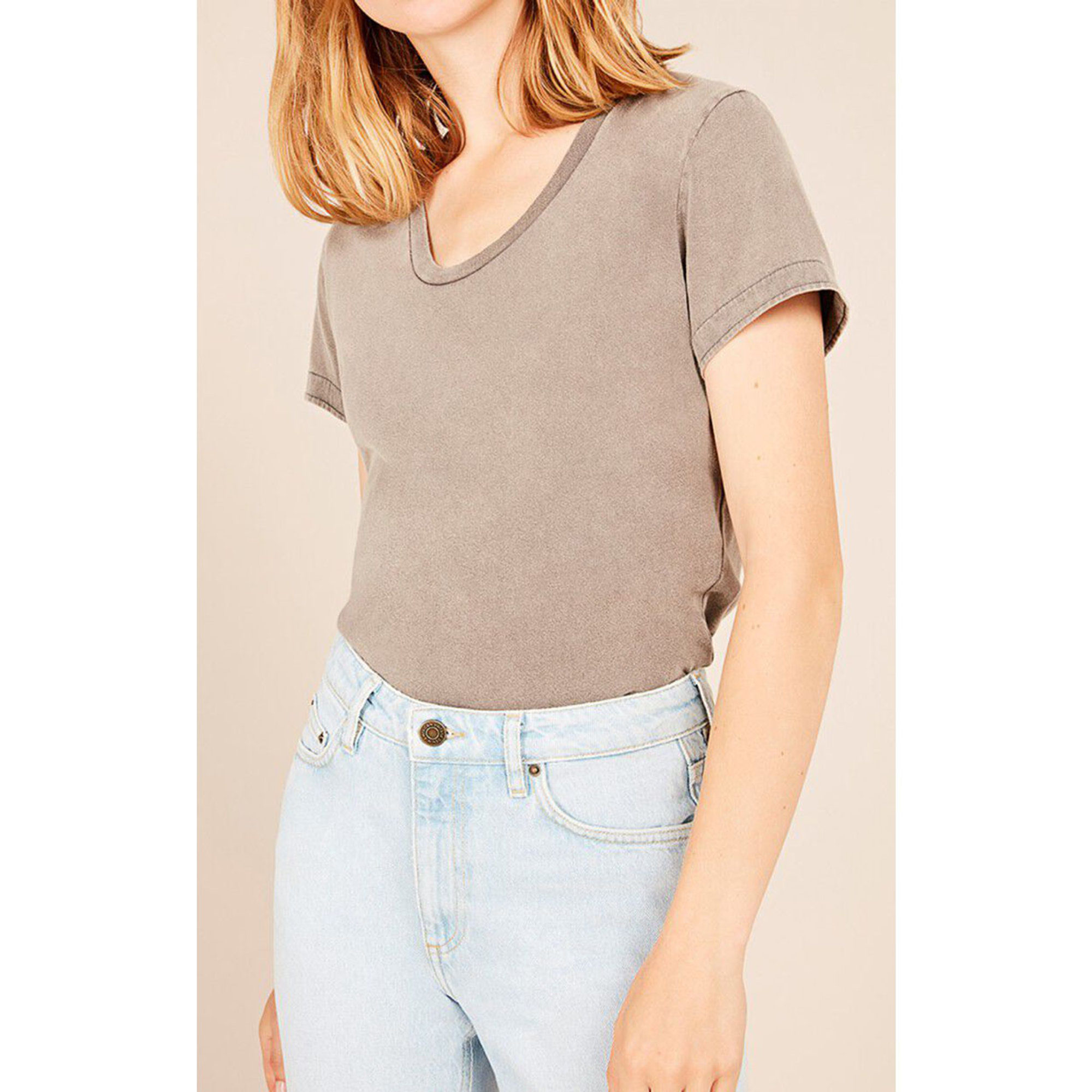 T-shirt a U antracite vintage American Vintage vista3