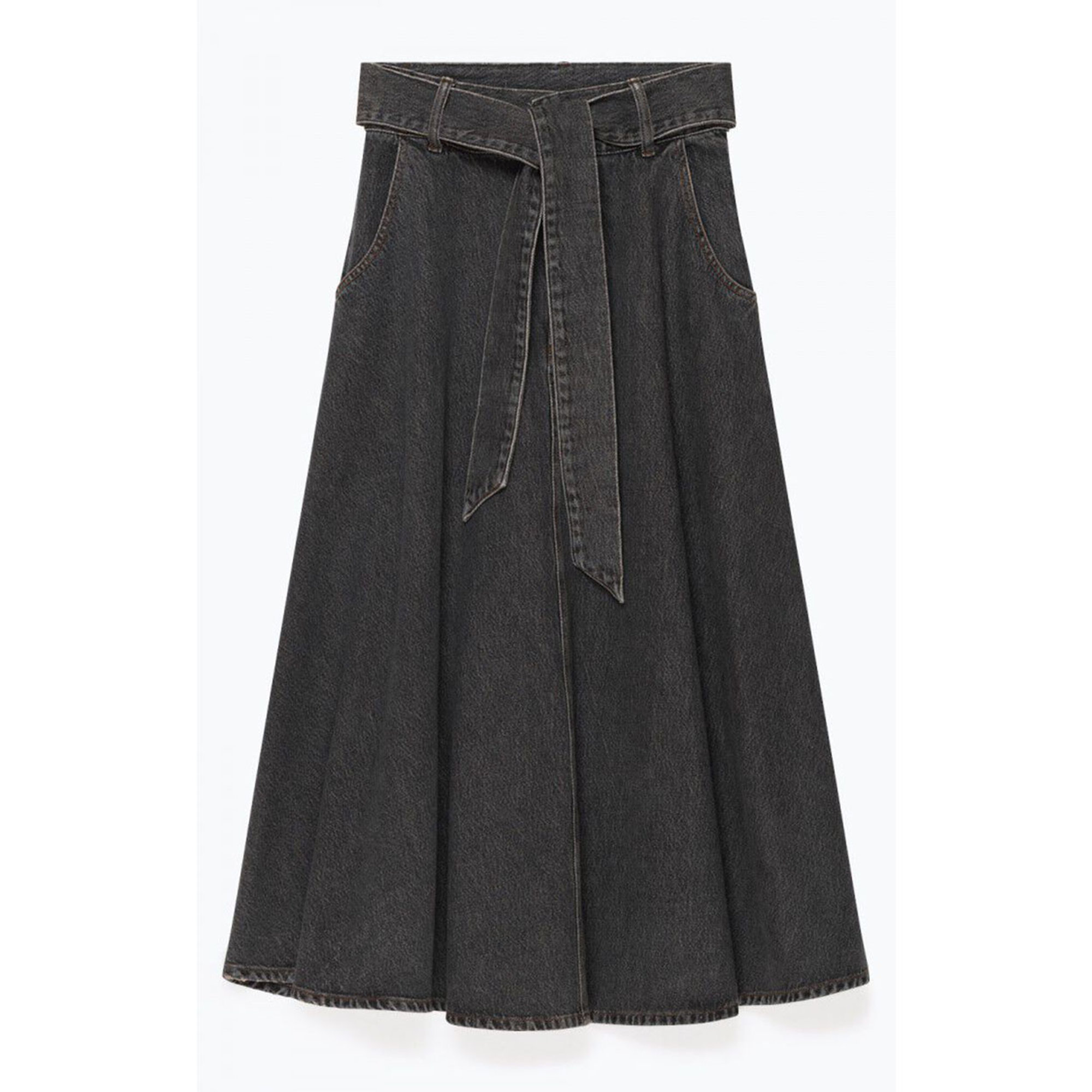 Gonna a trapezio denim grigio American Vintage vista0