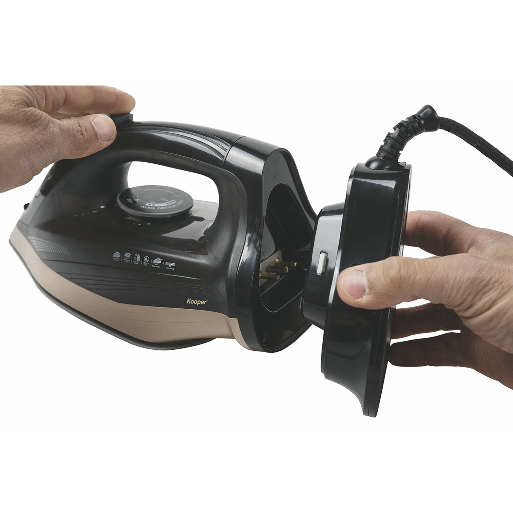 Plancha base cerámica inalámbrica Nerone 2200w, color negro Kooper vista7
