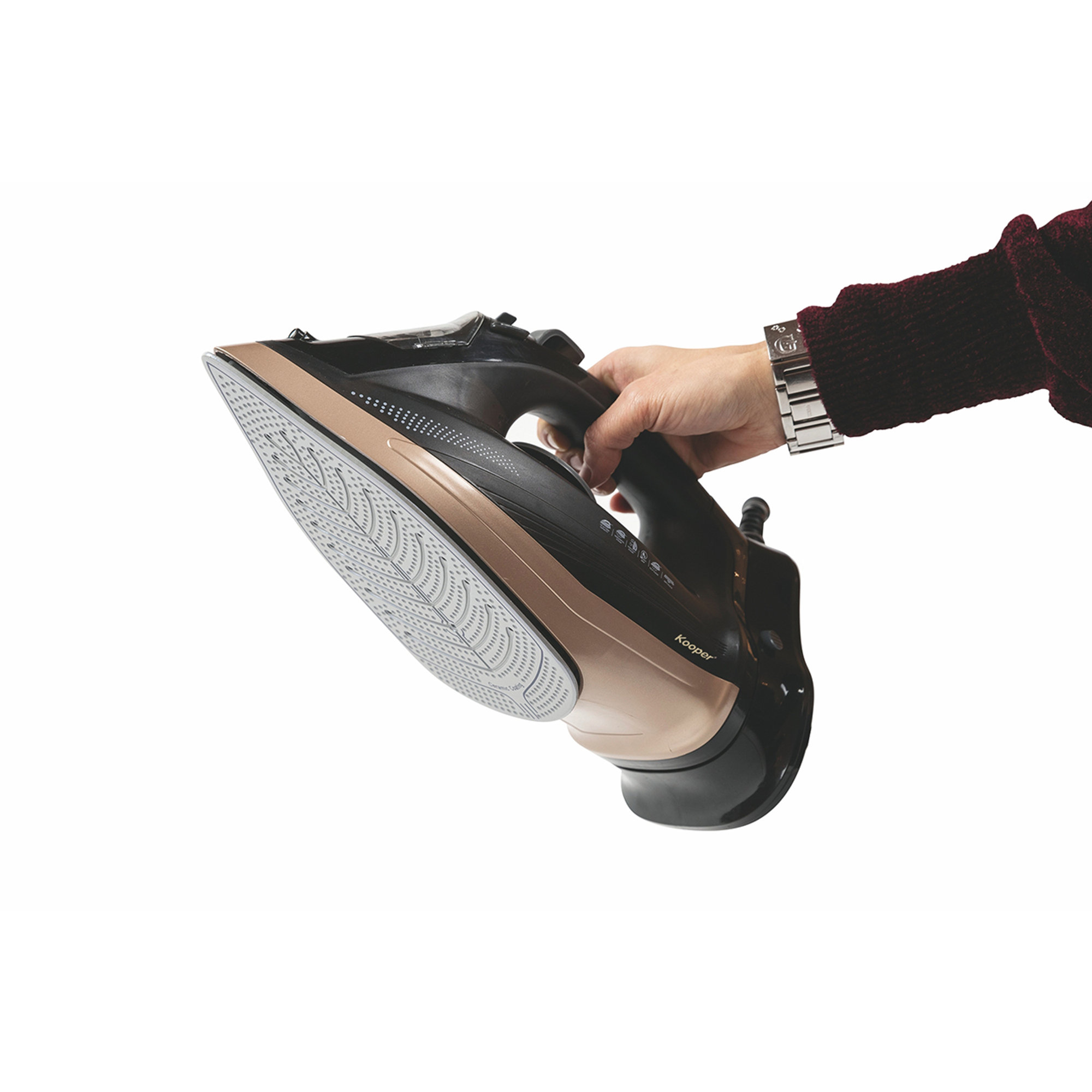 Plancha base cerámica inalámbrica Nerone 2200w, color negro Kooper vista20