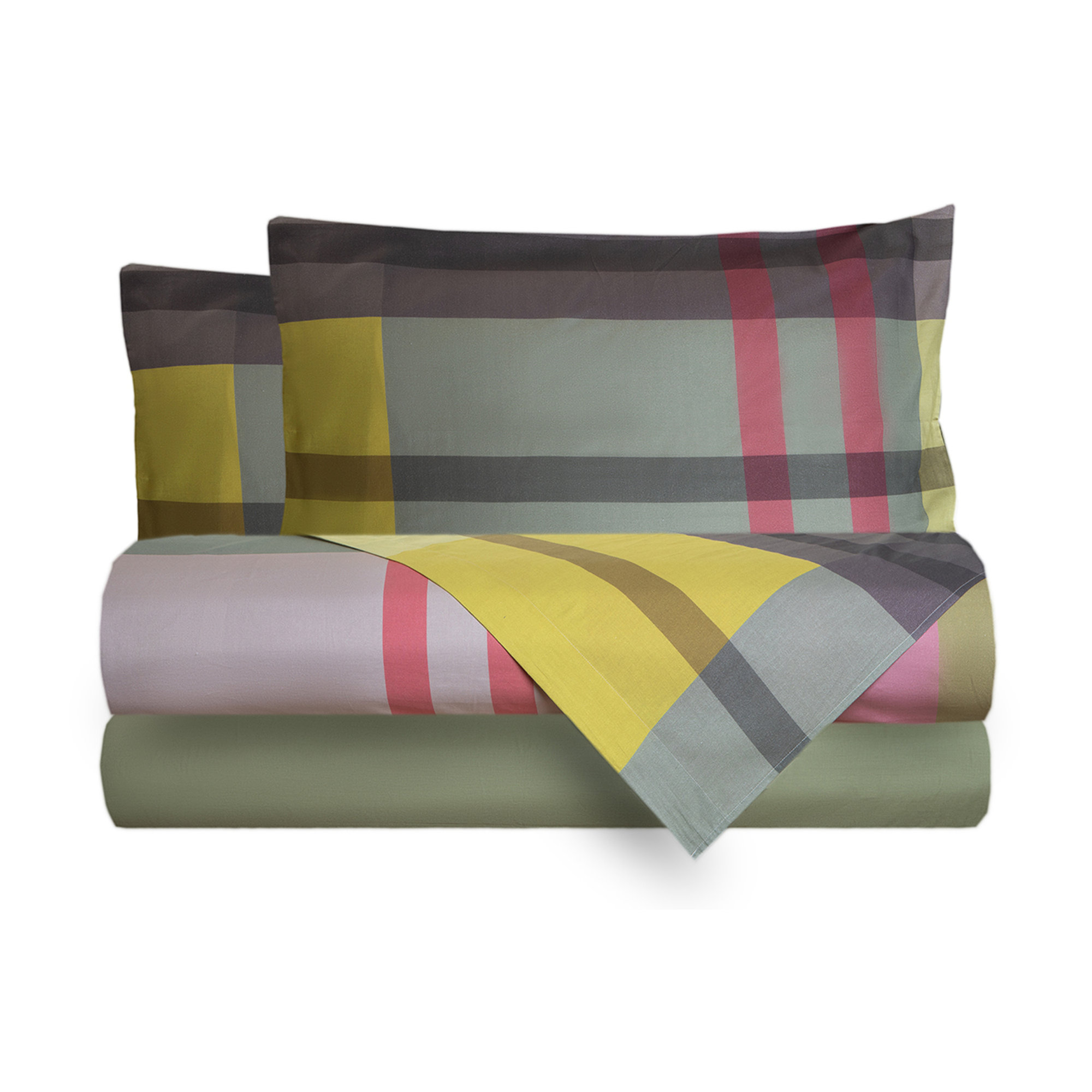 Completo letto effetto copriletto Tartan # 3 salvia _ piazza e mezza con 2 federe Passione tartan vista0