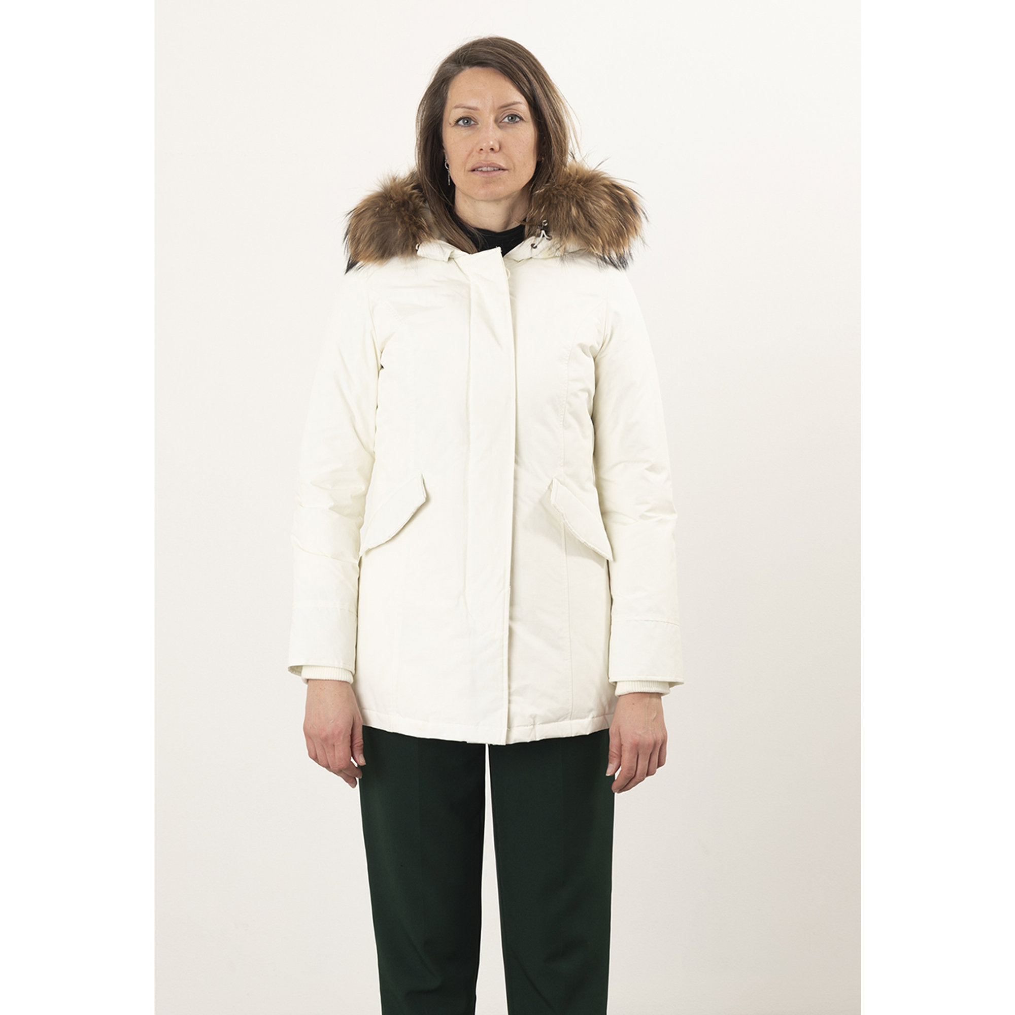 Giacca Fundy Bay con cappuccio bordato da pelliccia bianco Canadian vista0