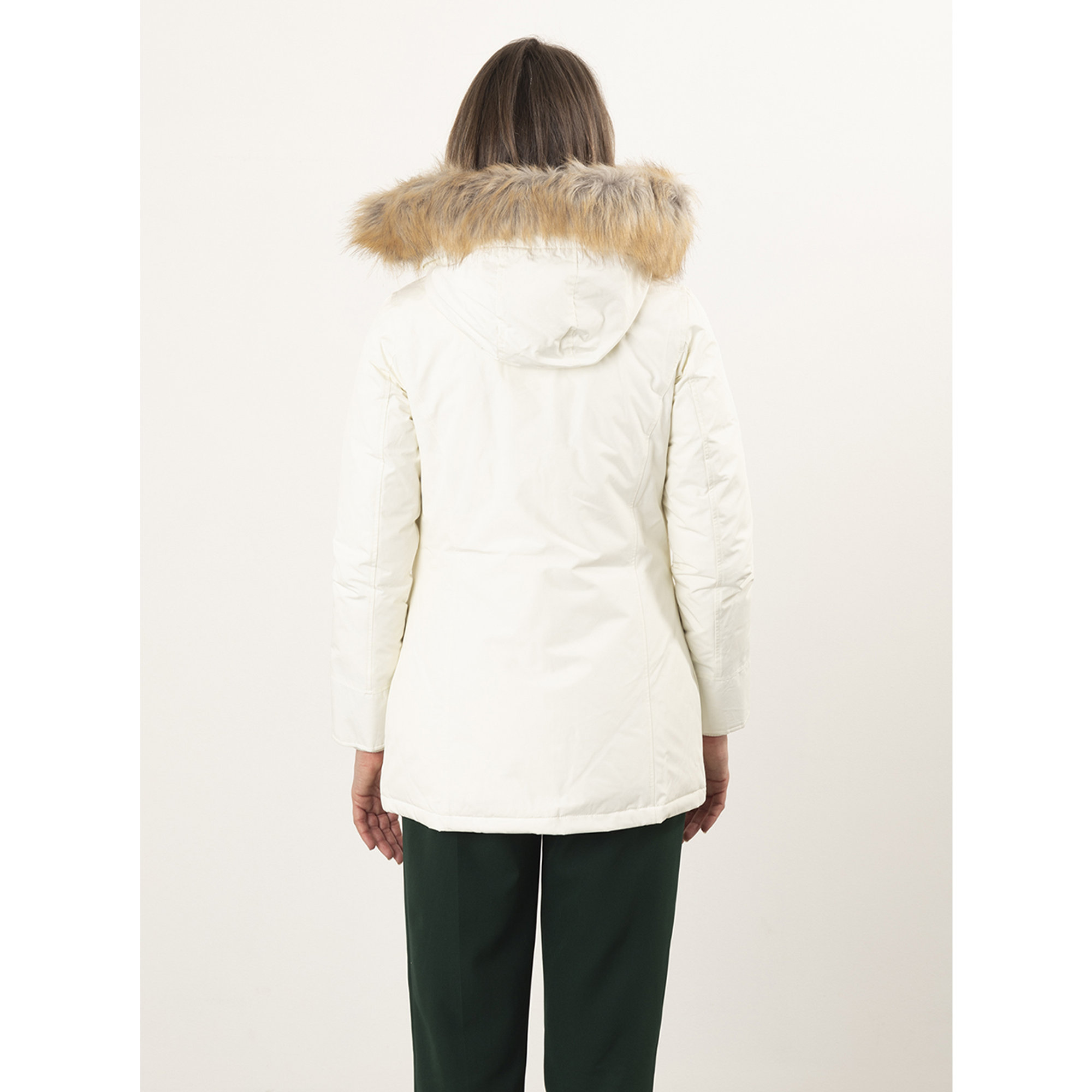 Giacca con cappuccio bordato da eco pelliccia bianco Canadian vista1