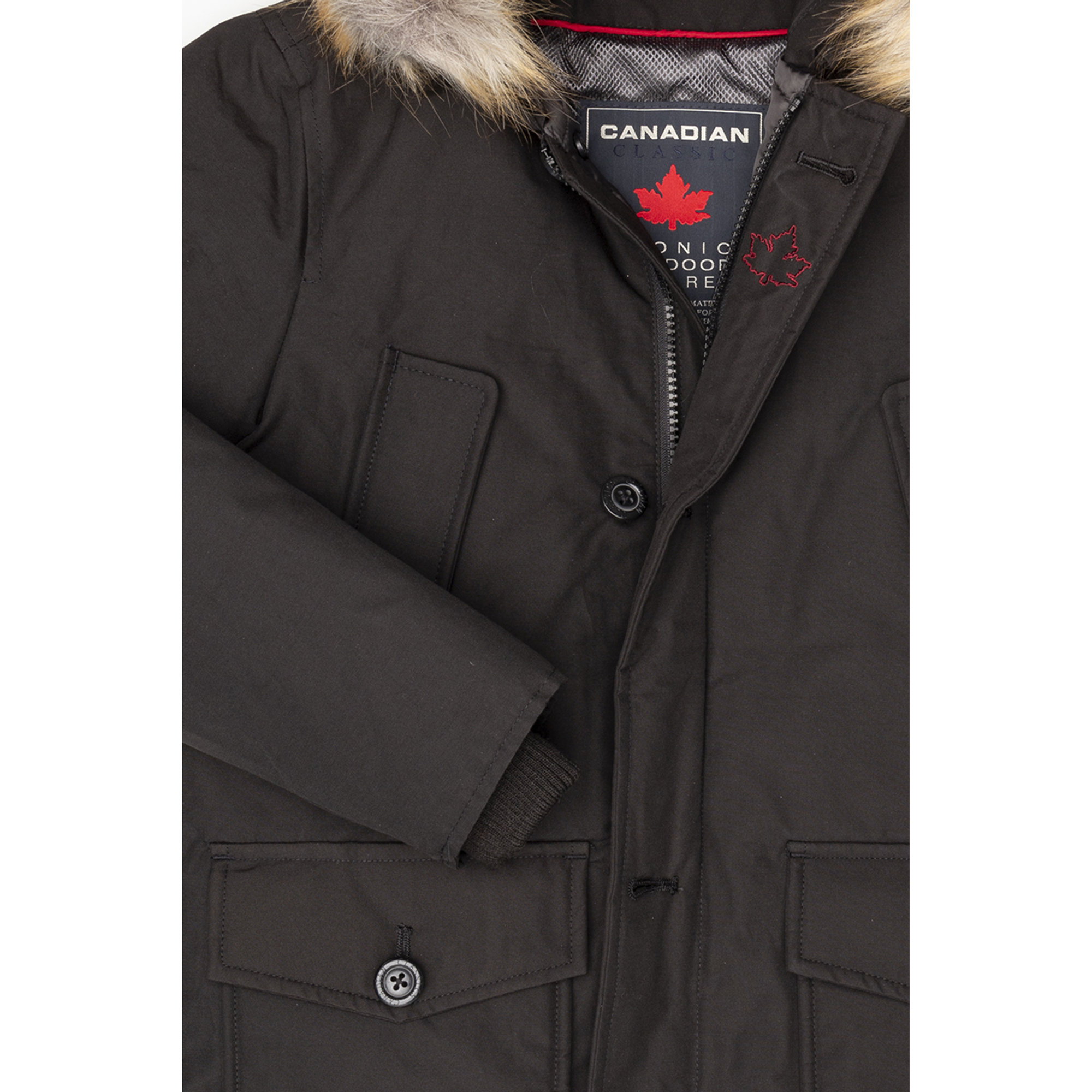 Canadian Parka con cappuccio bordato da pelliccia ecologica nero Canadian vista2