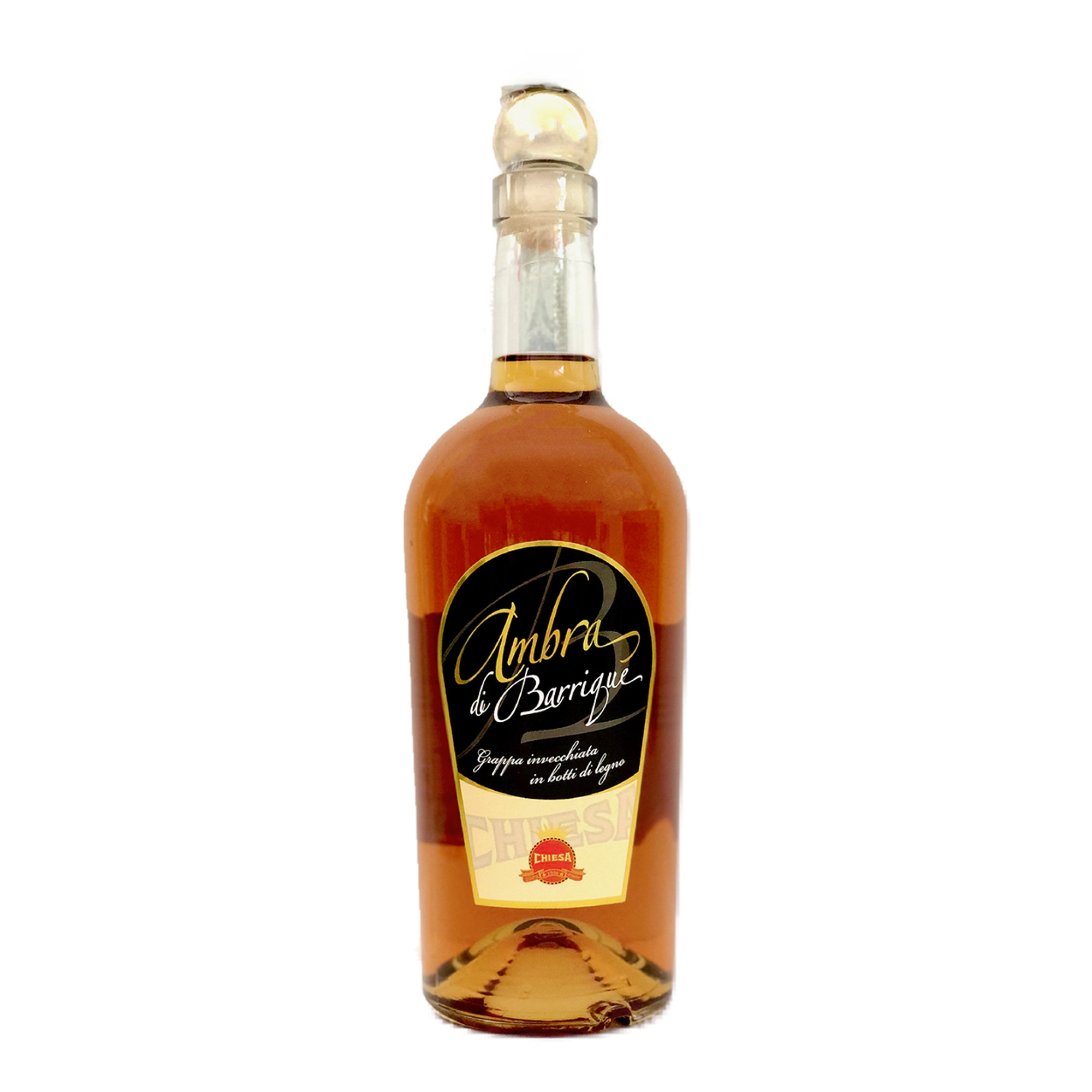 1 bouteille de 70 cl - « Grappa ambre Barrique » vieilli en fûts de bois avec étui Chiesa Liquori vista1