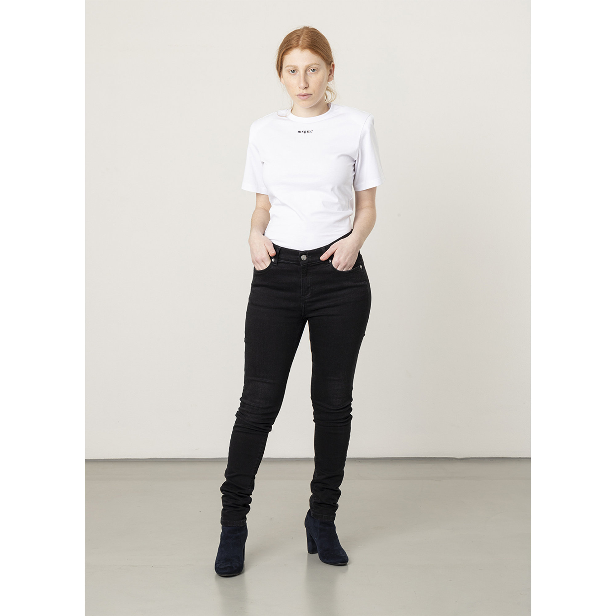Body bianco a maniche corte MSGM vista7