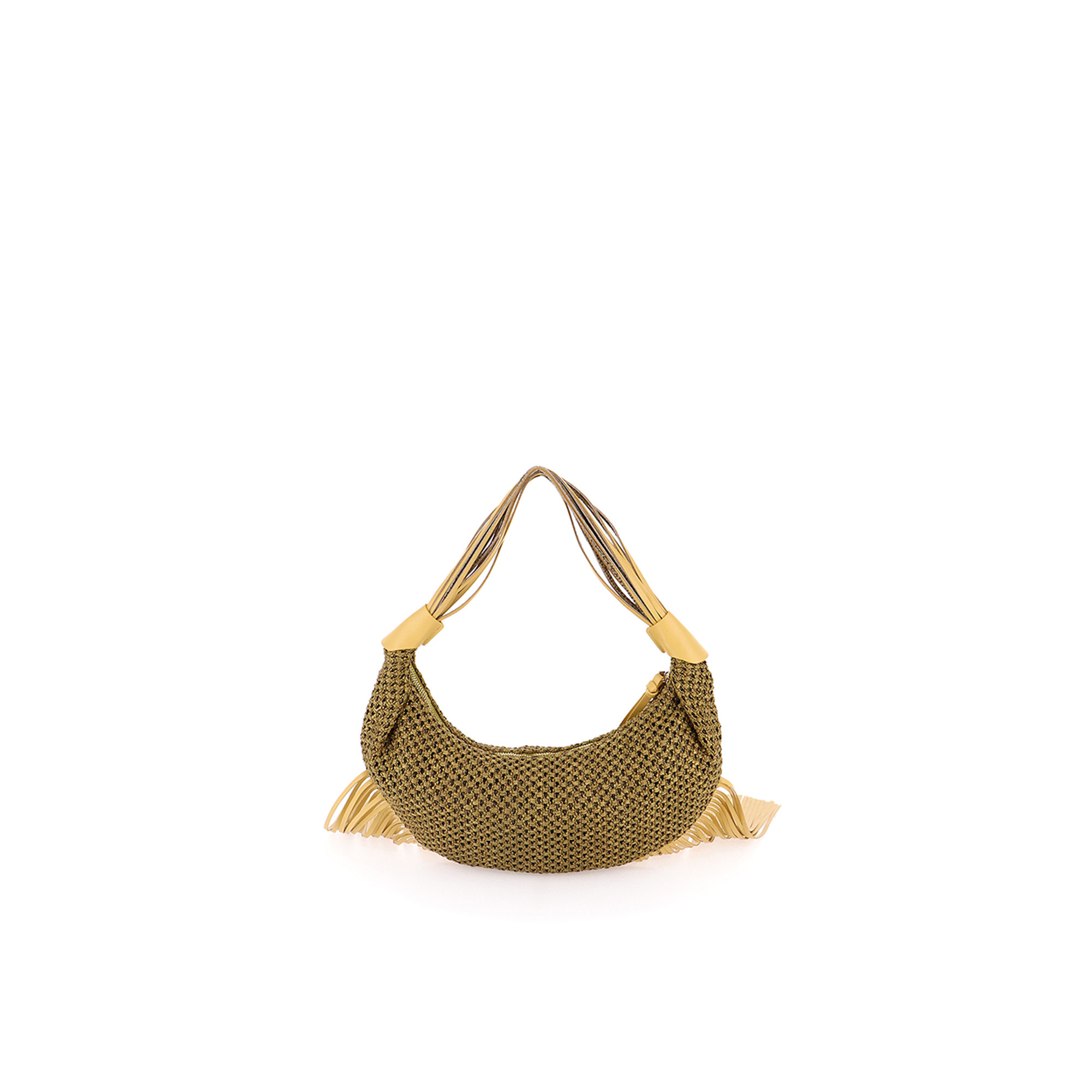 Borsa tangerine con frange gialla Borbonese vista2