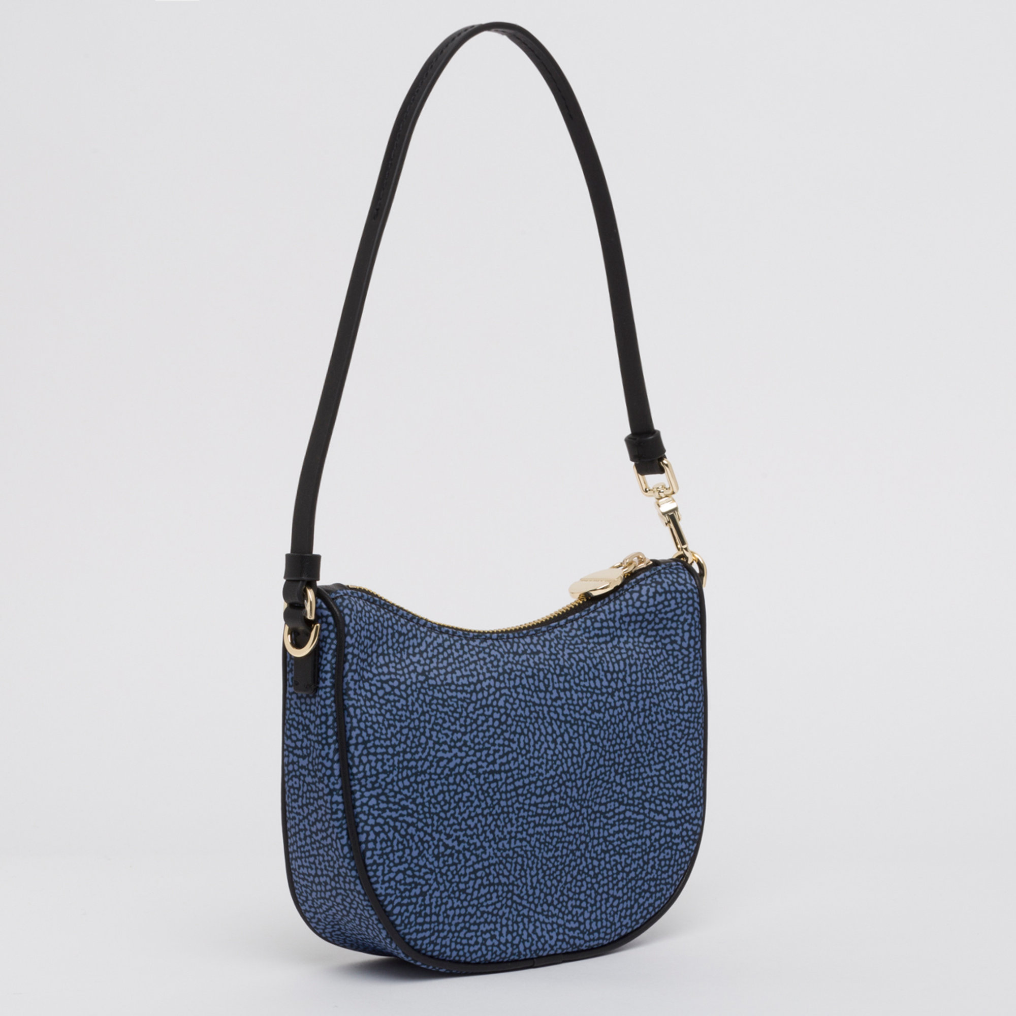 Borsa luna mini blu e nero Borbonese vista1