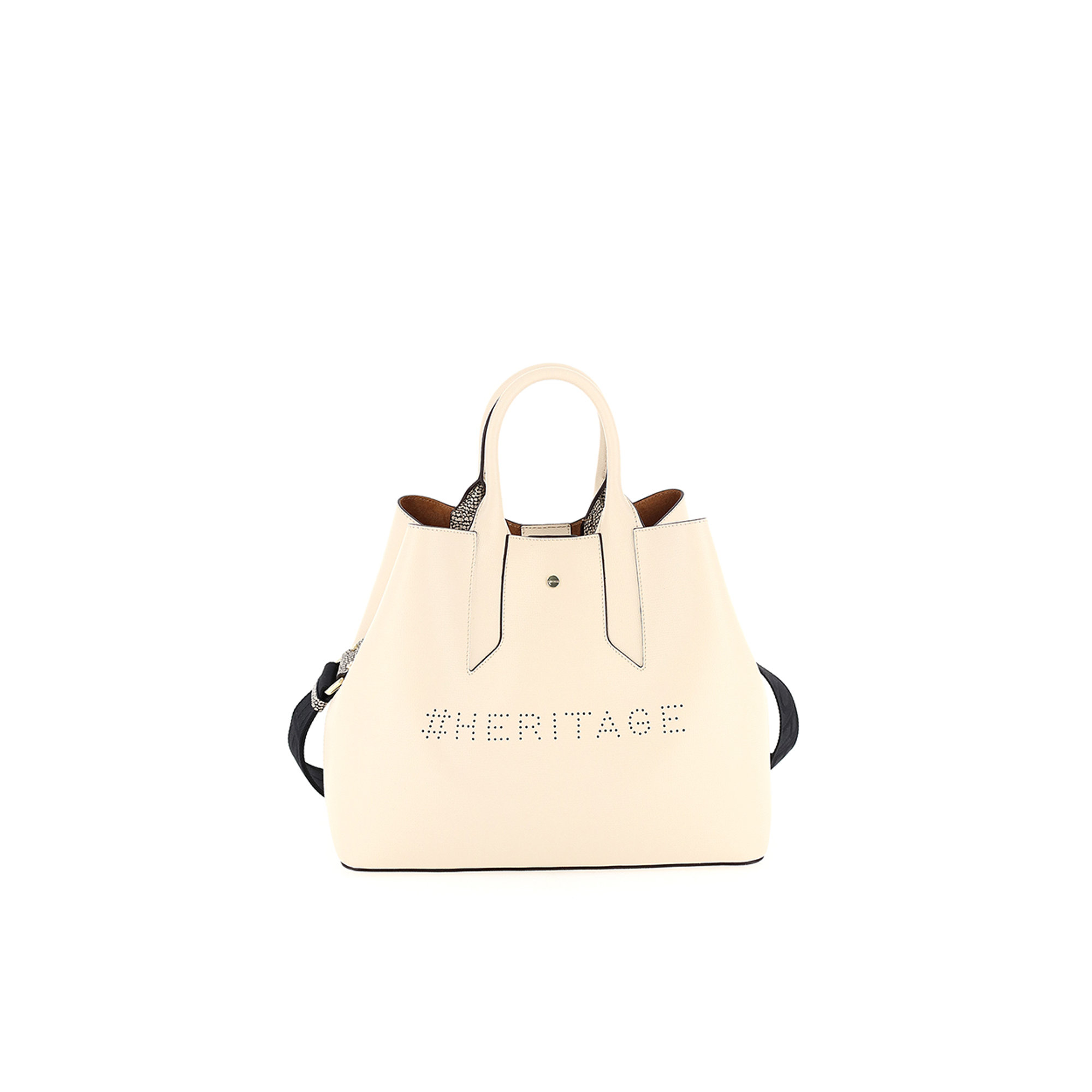 Borsa shopping Heritage in pelle beige Borbonese vista2