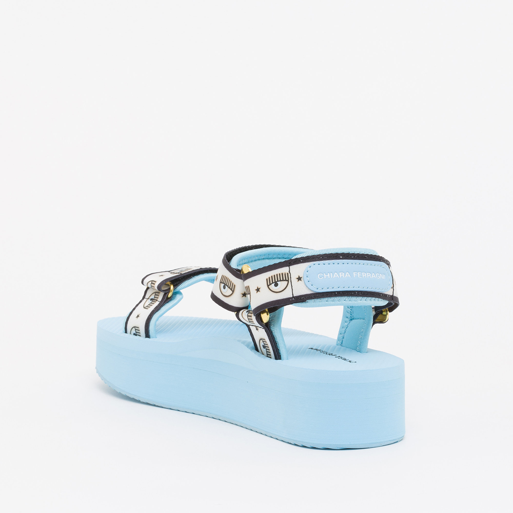 Sandali logomania turchese Chiara Ferragni  vista1