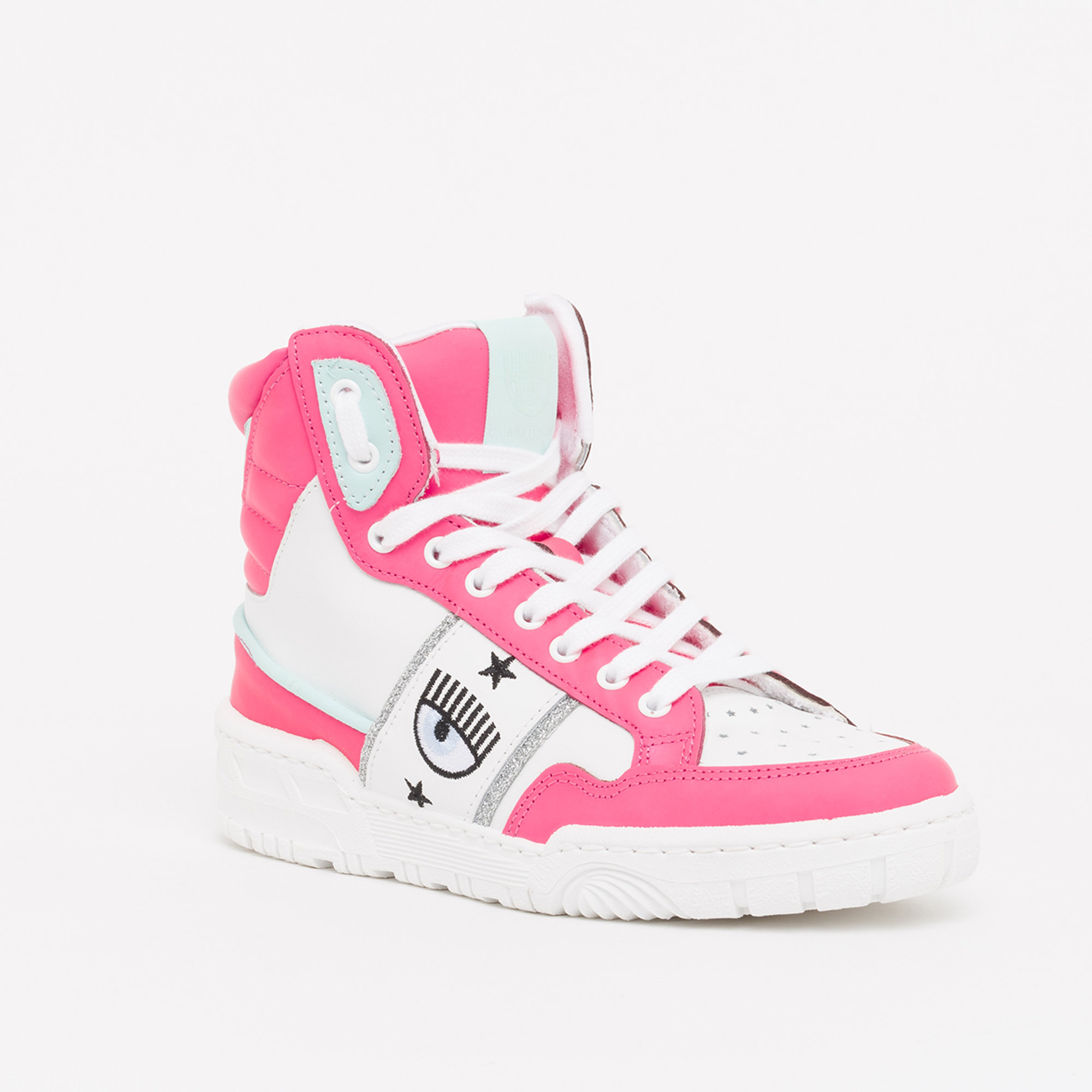 Sneakers alte CF1 in pelle rosa fluo Chiara Ferragni  vista1