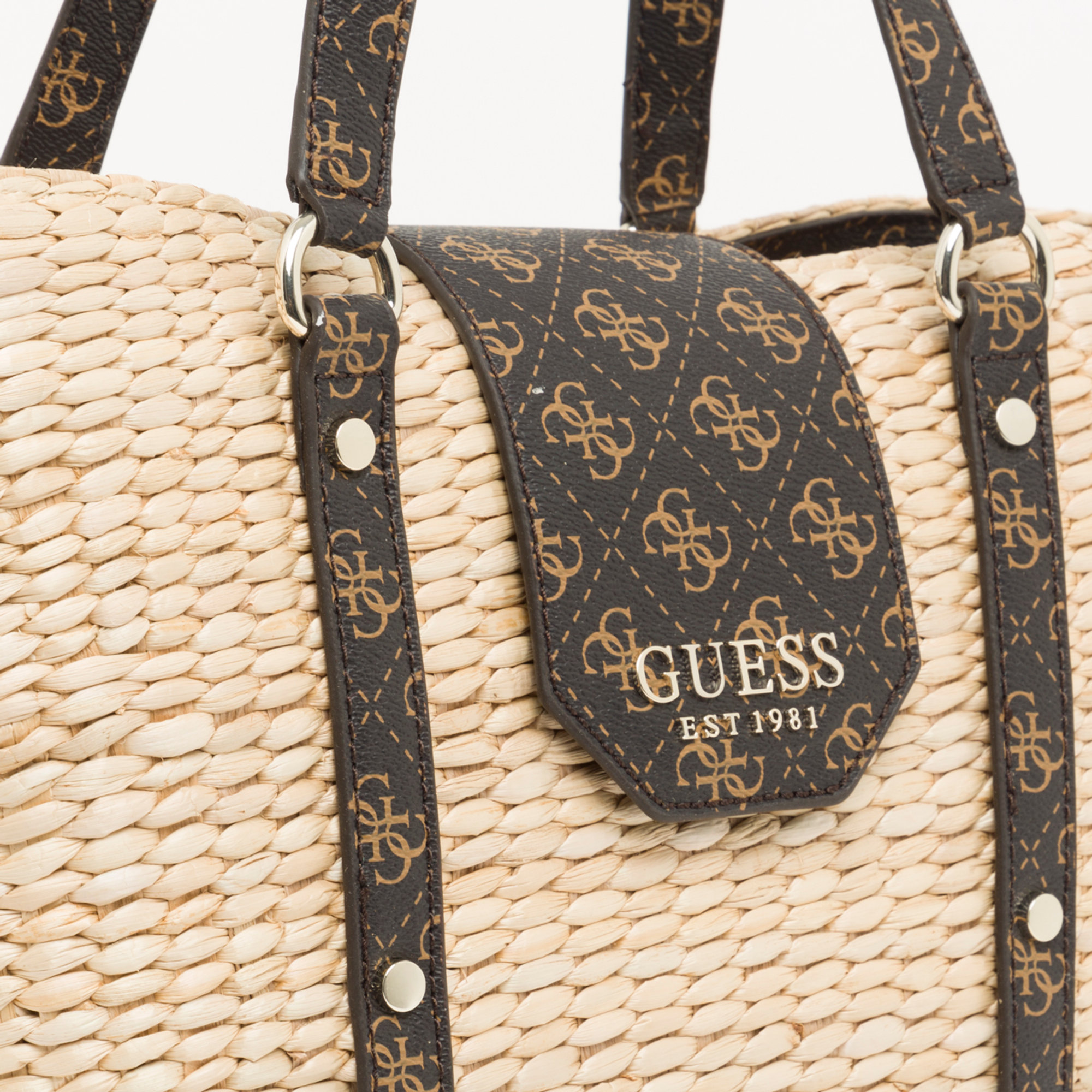 Guess Borsa a spalla Paloma in paglia con dettagli 4G Guess  vista2