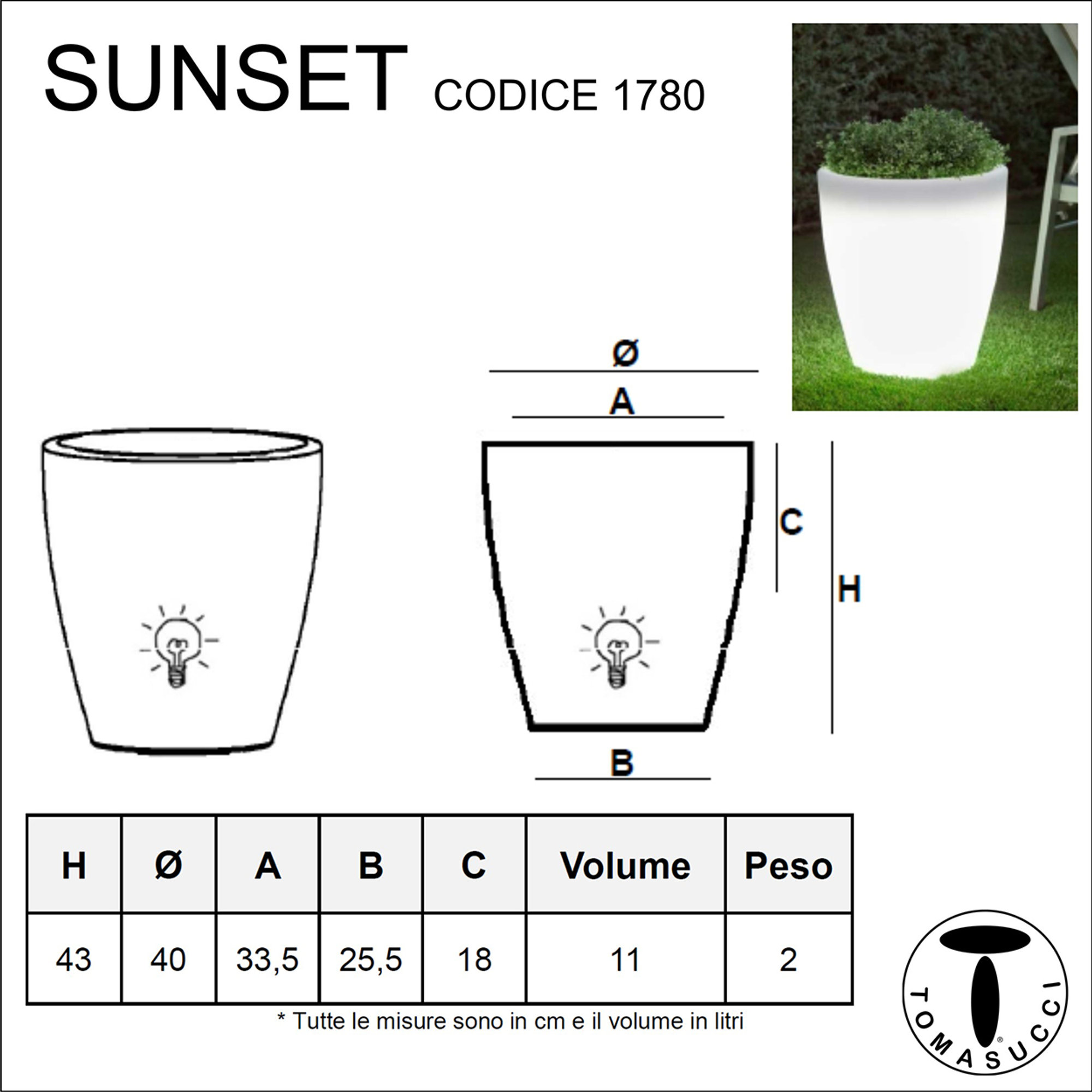 SUNSET-valaisin maljakko ulko-/sisäkäyttöön, valkoinen Tomasucci special price vista2