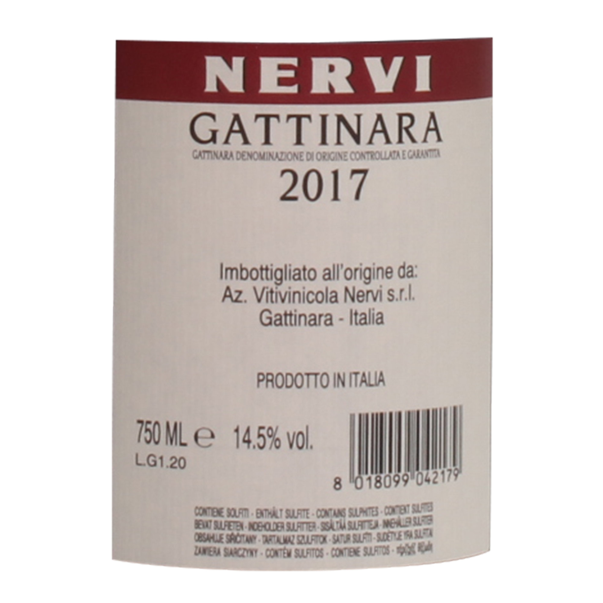 1 bottiglia - Gattinara DOCG 2017 Nervi Conterno vista1
