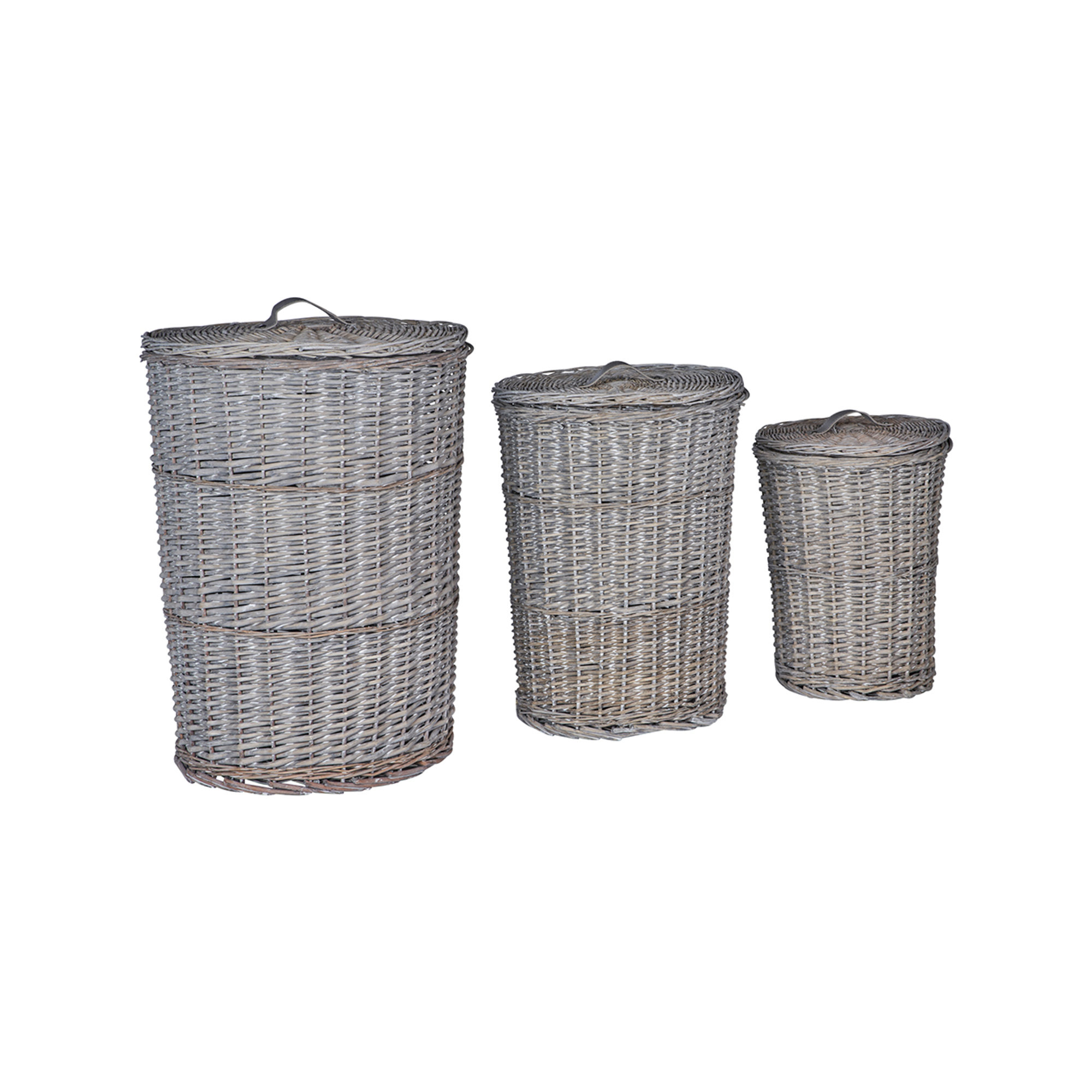 Cesta redonda alta de mimbre oscuro con asa - Set 1/3 Novità Home Obsoleto vista1