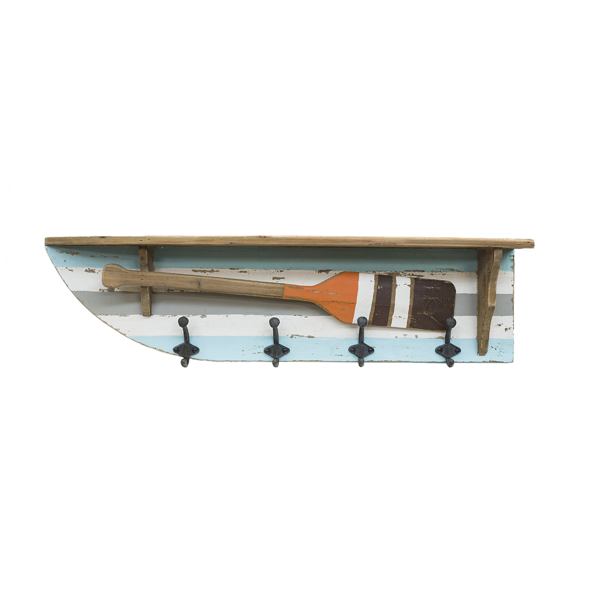 Remo - Garderobe mit Hutablage aus mehrfarbigem Holz - 4 Haken Novità Home vista0