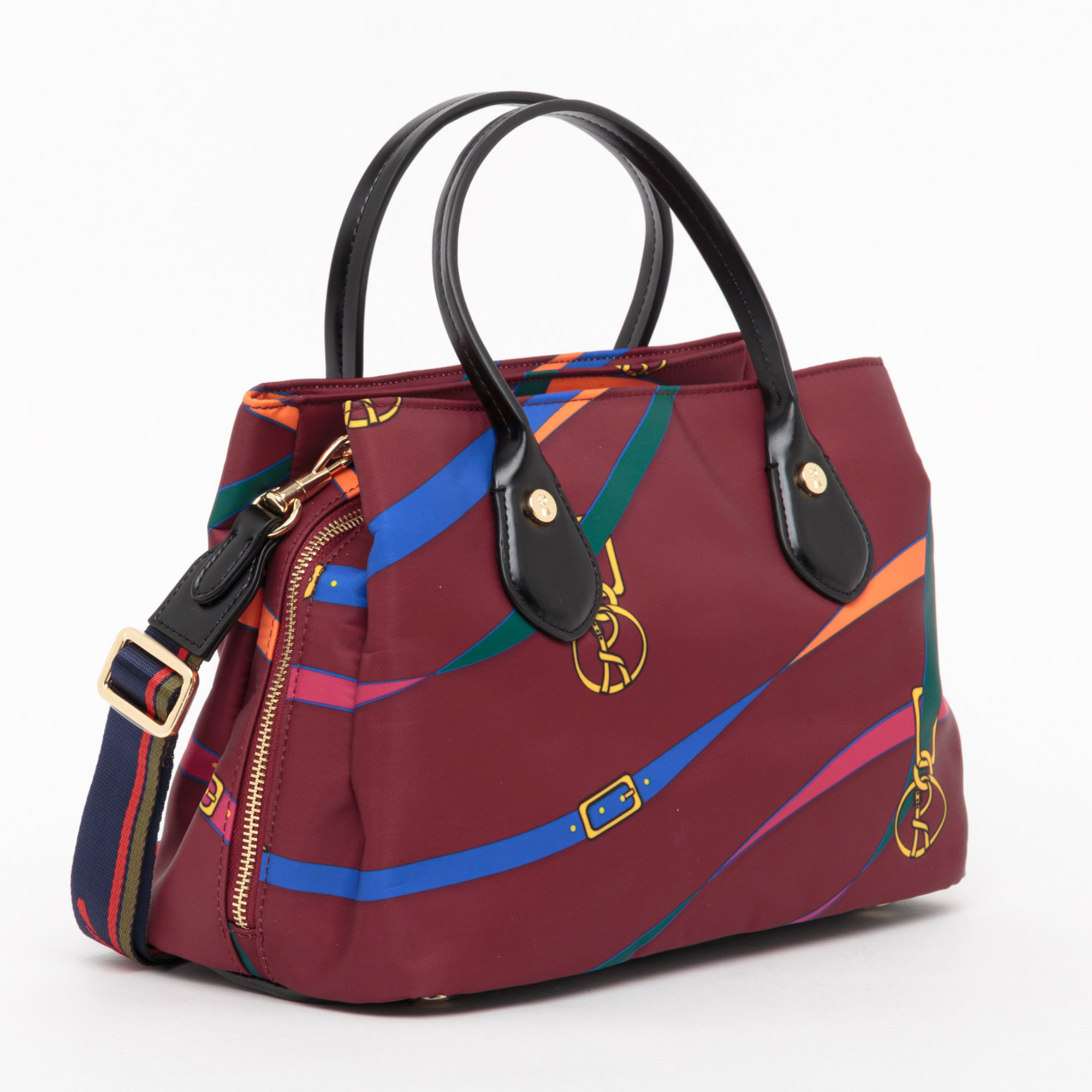 Roberta di Camerino bauletto in nylon stampato bordeaux Roberta di Camerino vista1