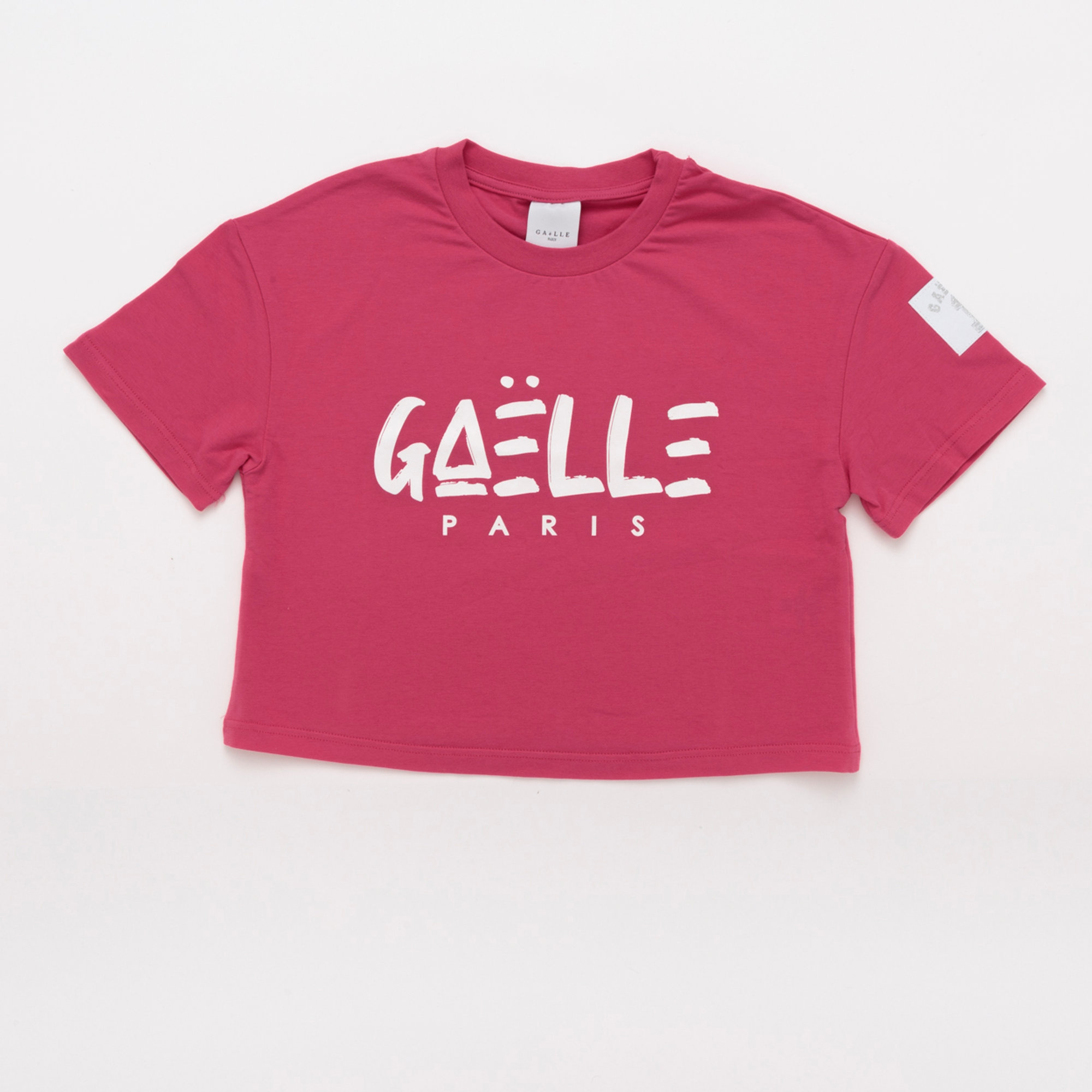 GAELLE PARIS T-shirt crop top con scritta fucsia Gaelle Paris vista0
