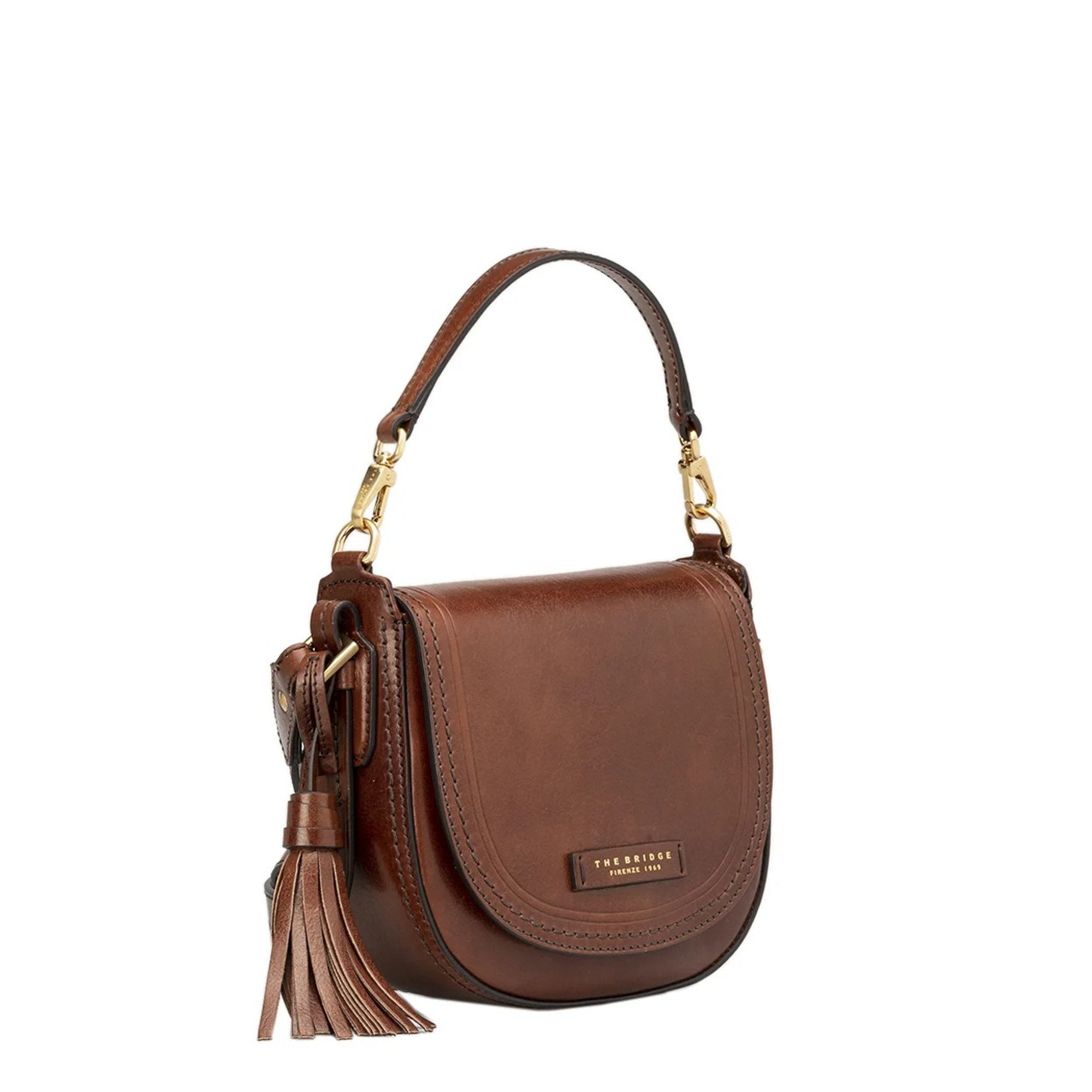 Borsa a mezzaluna media con nappa marrone The Bridge vista1