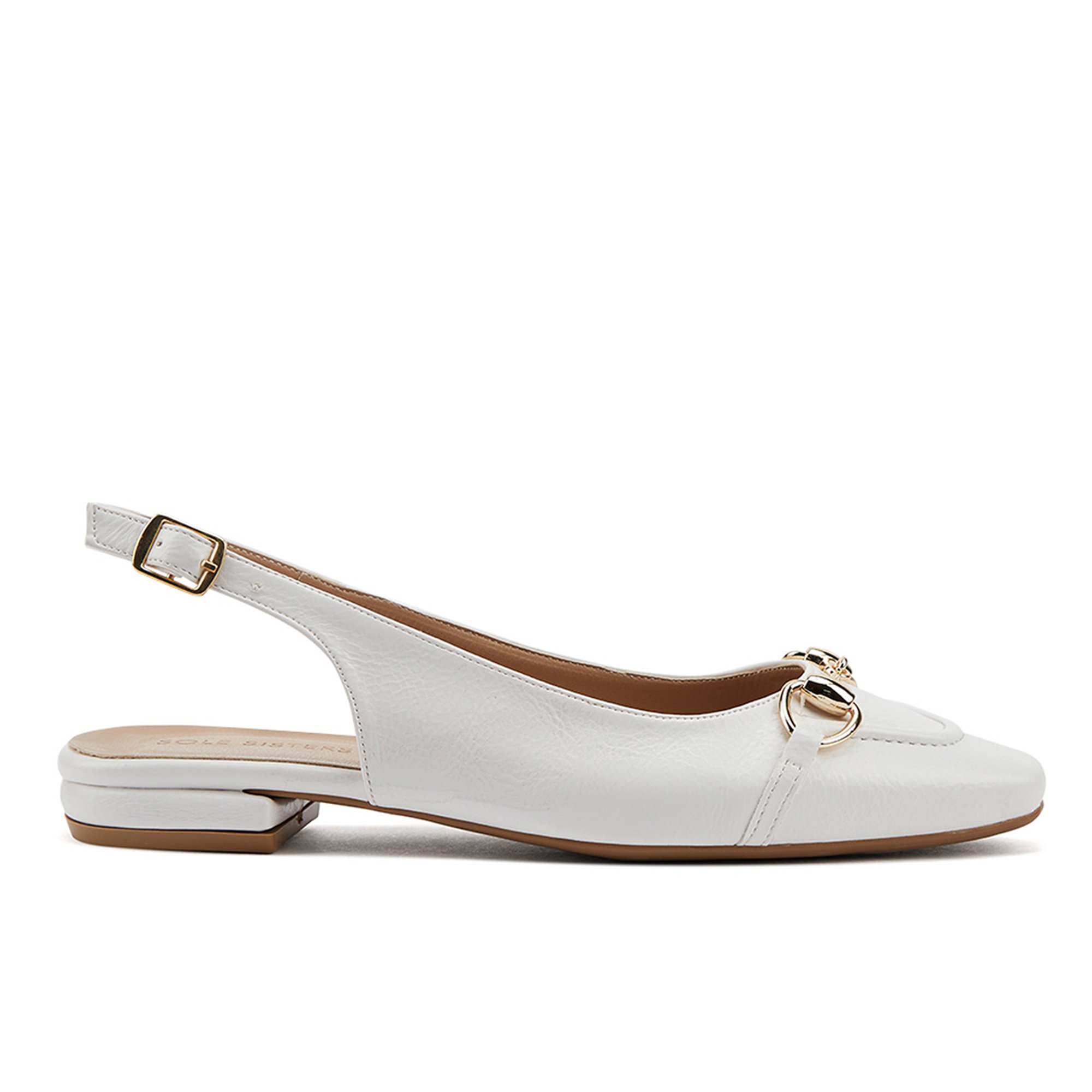 Slingback Piatta Con Fibbia Regolabile E Puntale. Punta A Triangolo Bianca Sole Sisters vista0