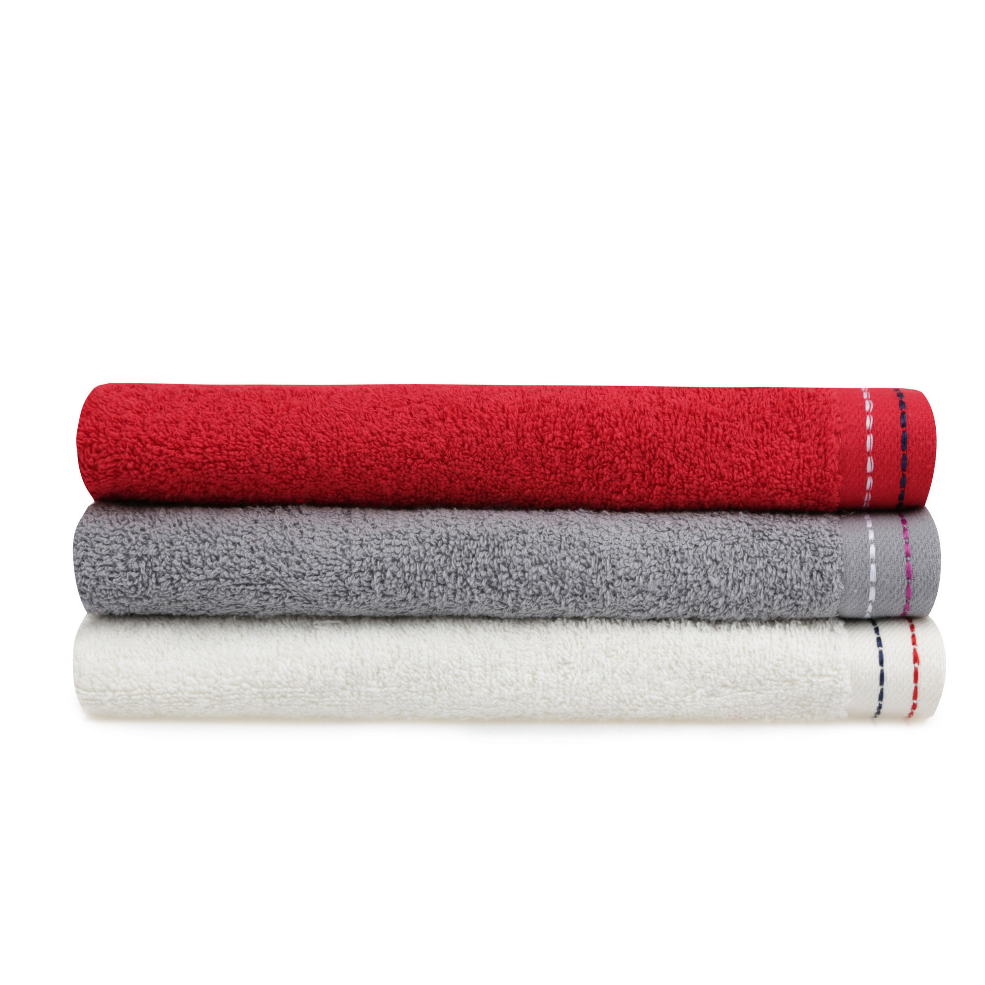401 - Set asciugamani bianchi, rossi, grigi (3 pezzi) Colorful vista2