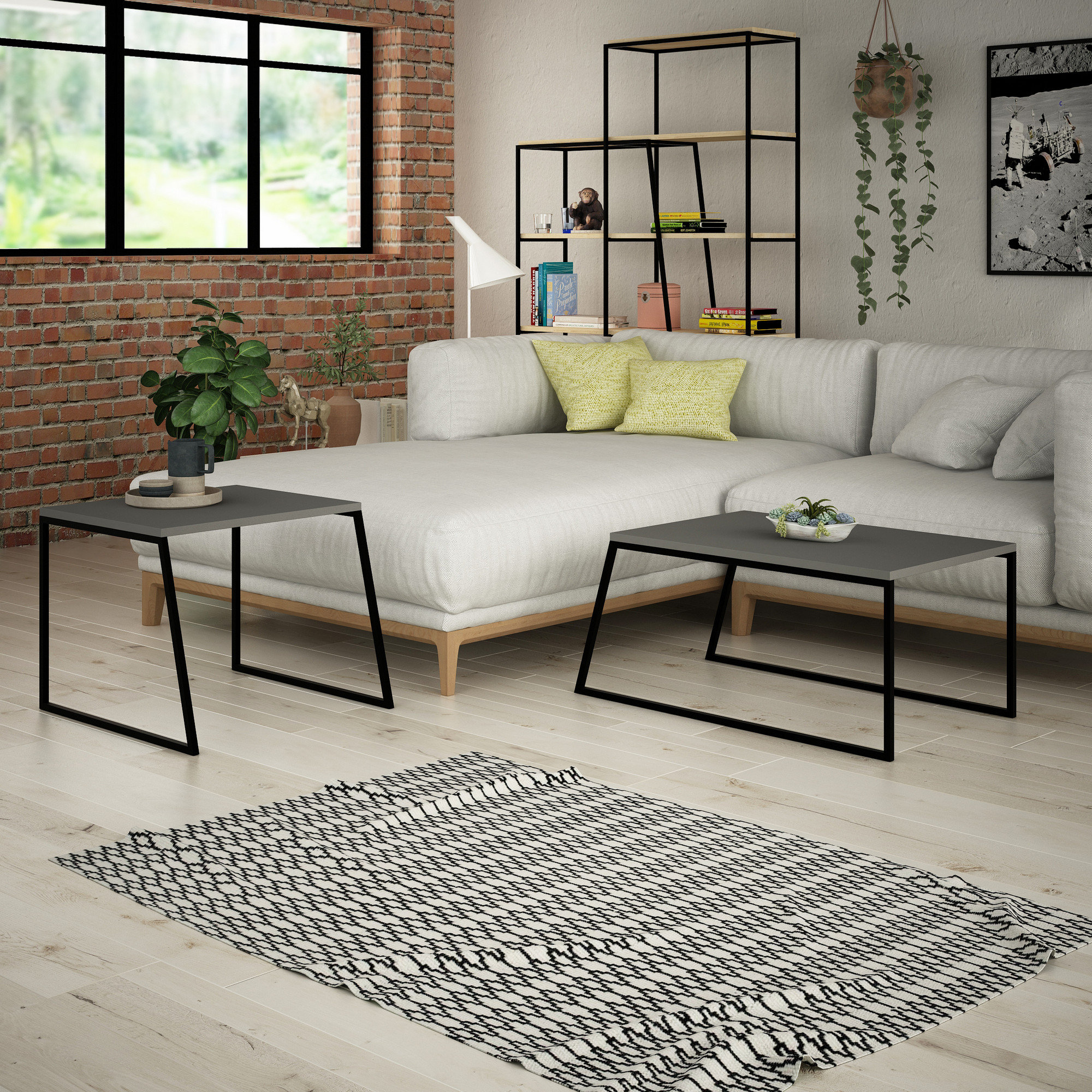 Pal Orta Sehpa - Ensemble de table basse en anthracite Hanah home vista1