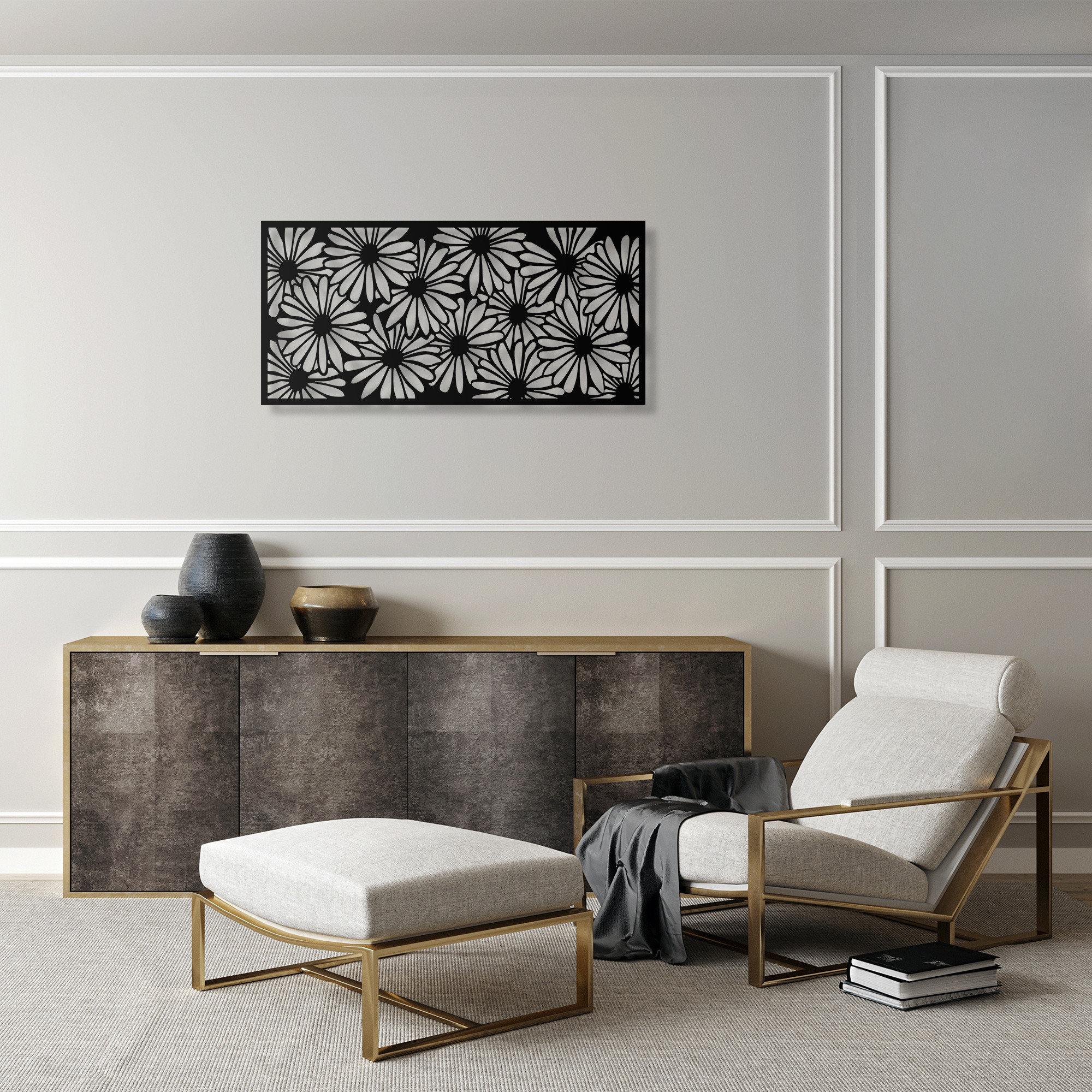 Panel decorativo 3 - Accesorio decorativo de pared de metal negro Wallity  vista1