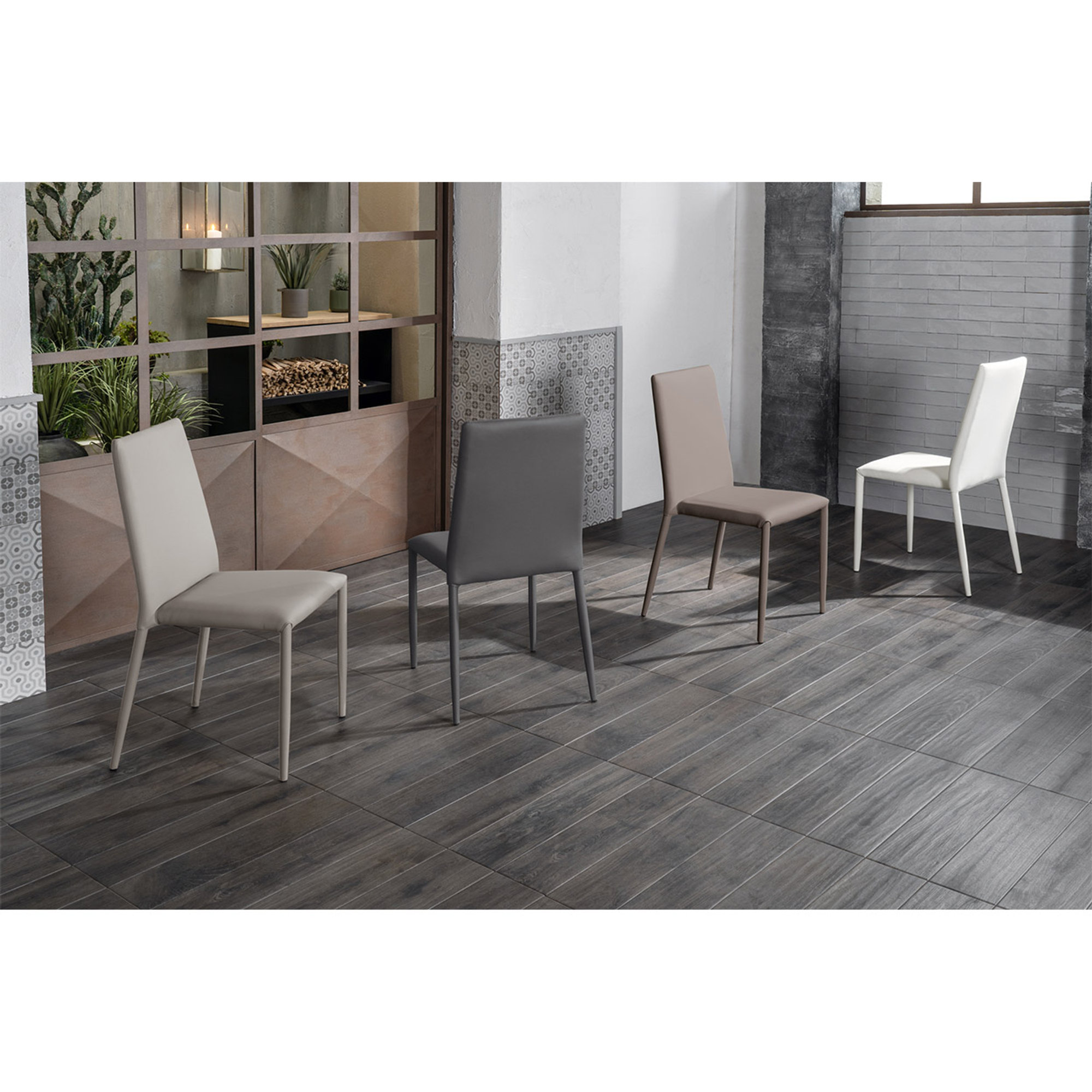 Set 4 sedie in similpelle, bianco Stones vista1