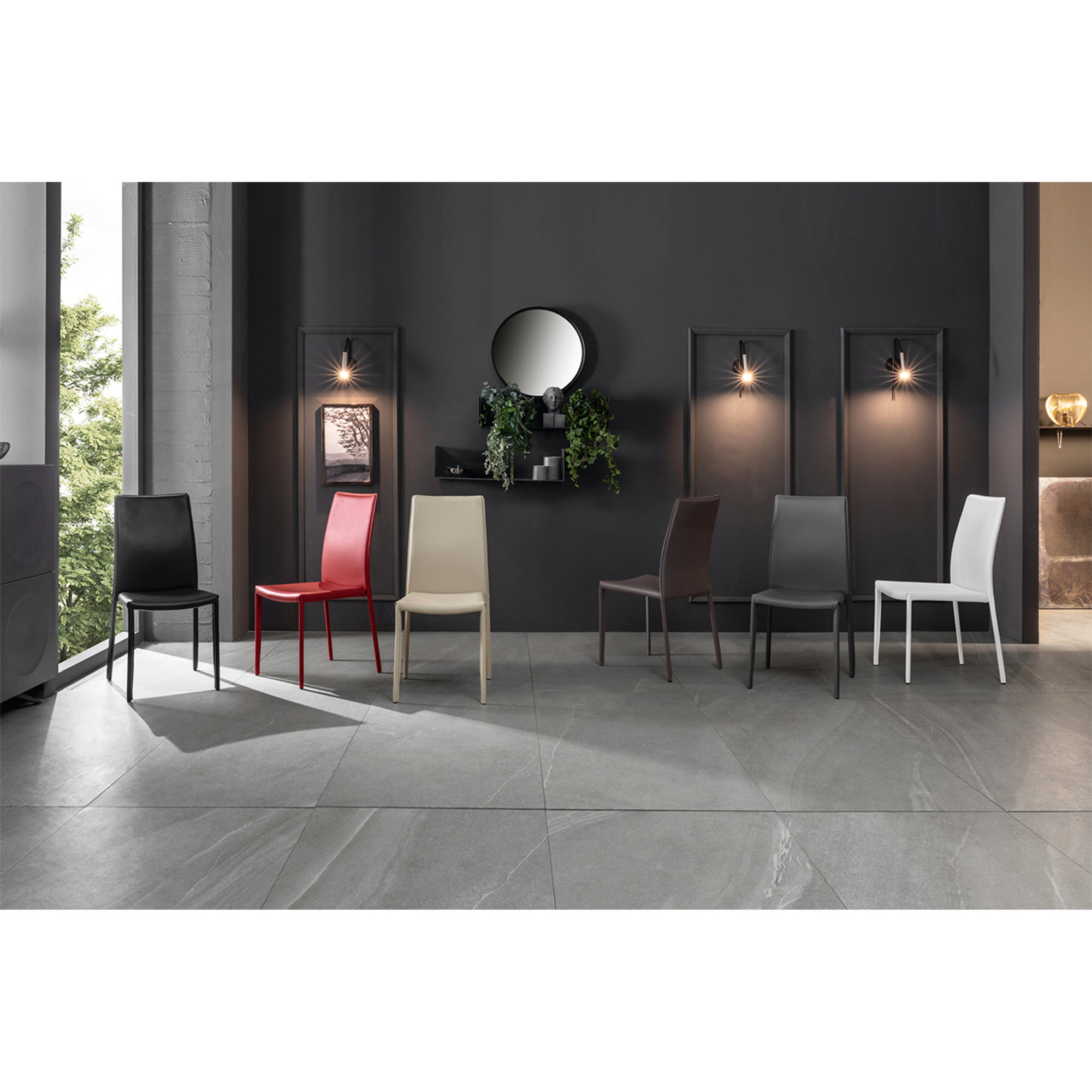 Set 4 sedie in similcuoio, grigio scuro Stones vista1